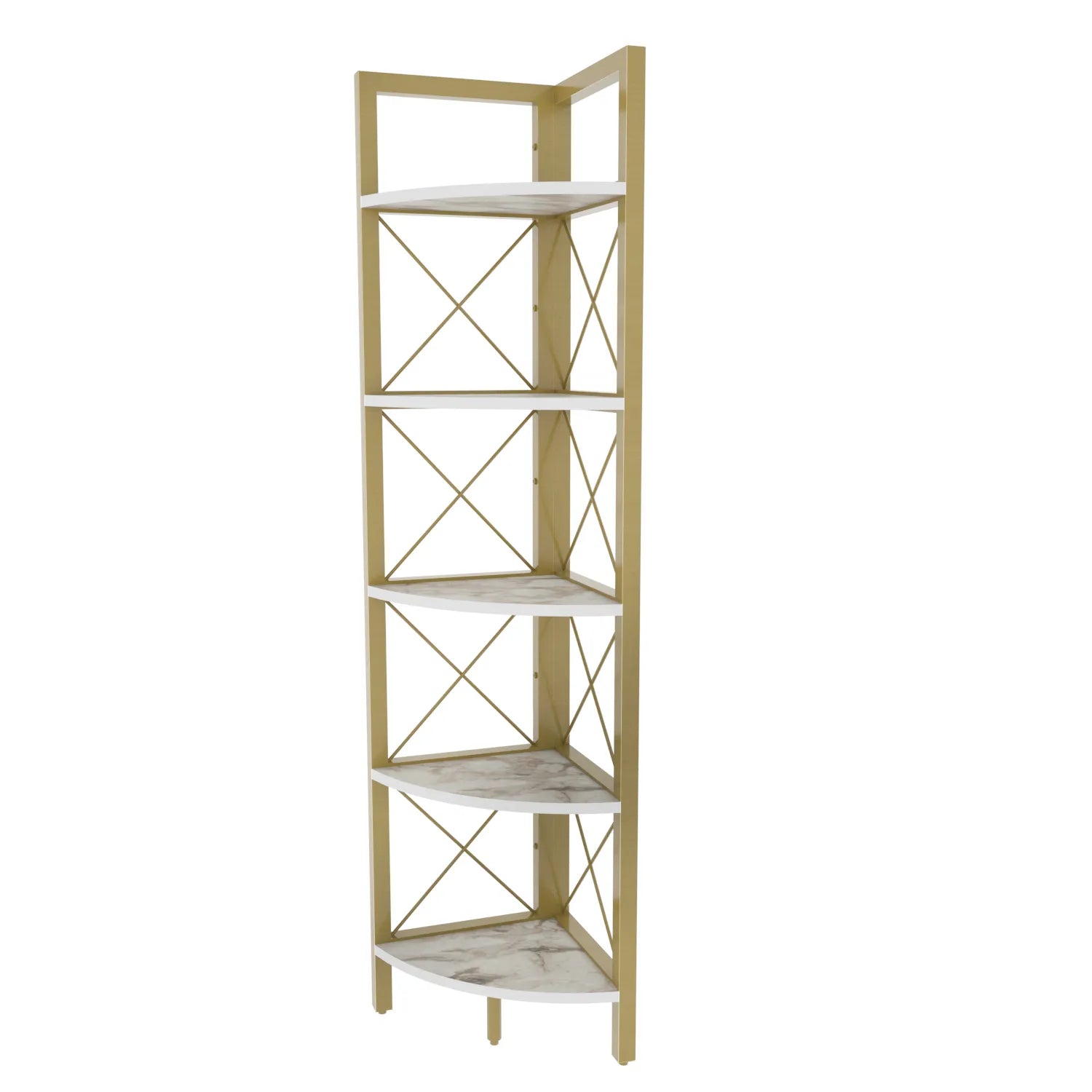 Remo 63 inch Tall Industrial Corner Bookcase with Metal Frame