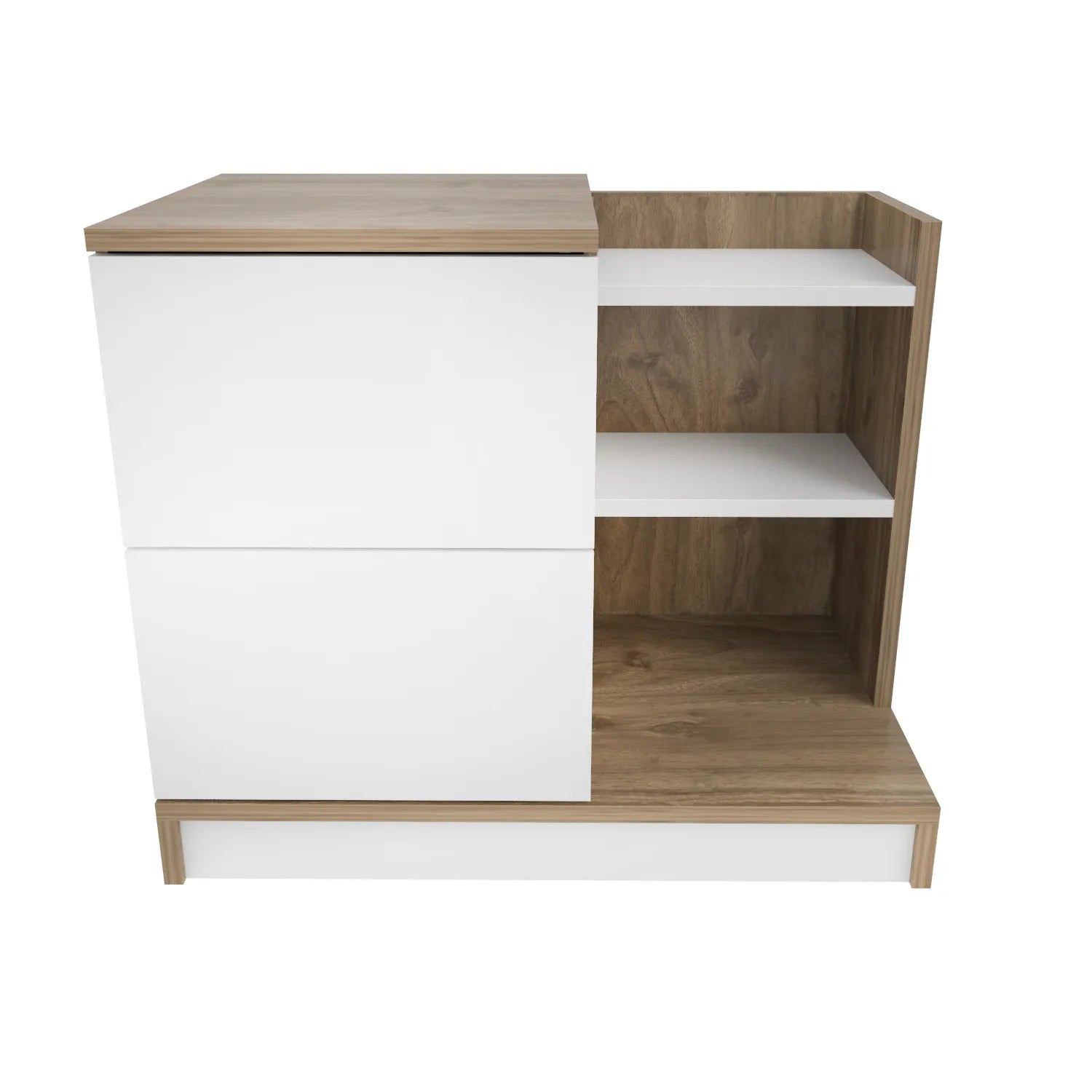 Rena Nightstand with Two Drawers and Open Shelves