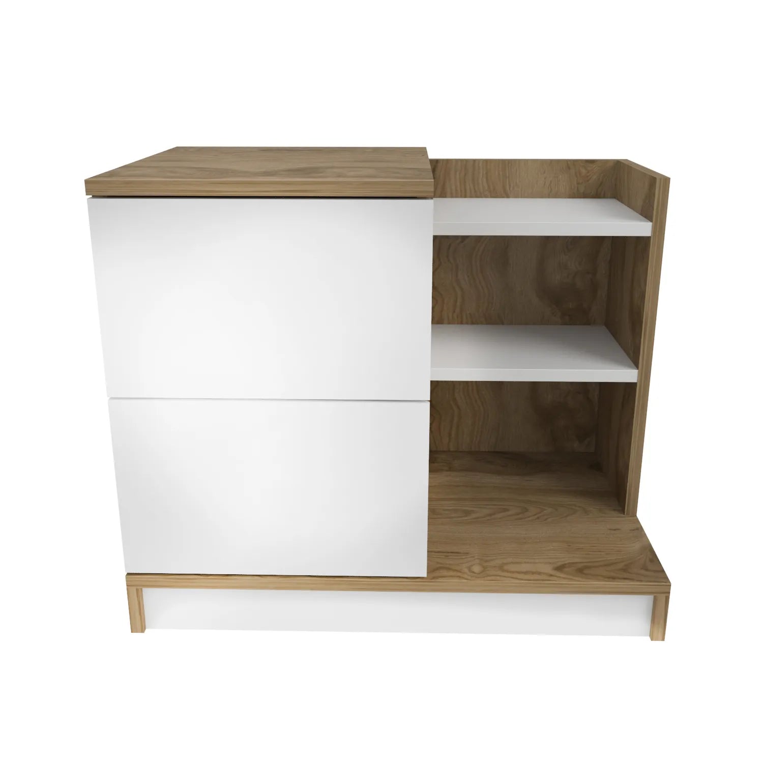 Rena Nightstand with Two Drawers and Open Shelves