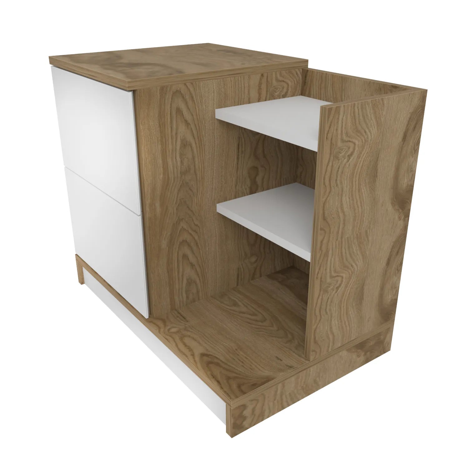 Rena Nightstand with Two Drawers and Open Shelves