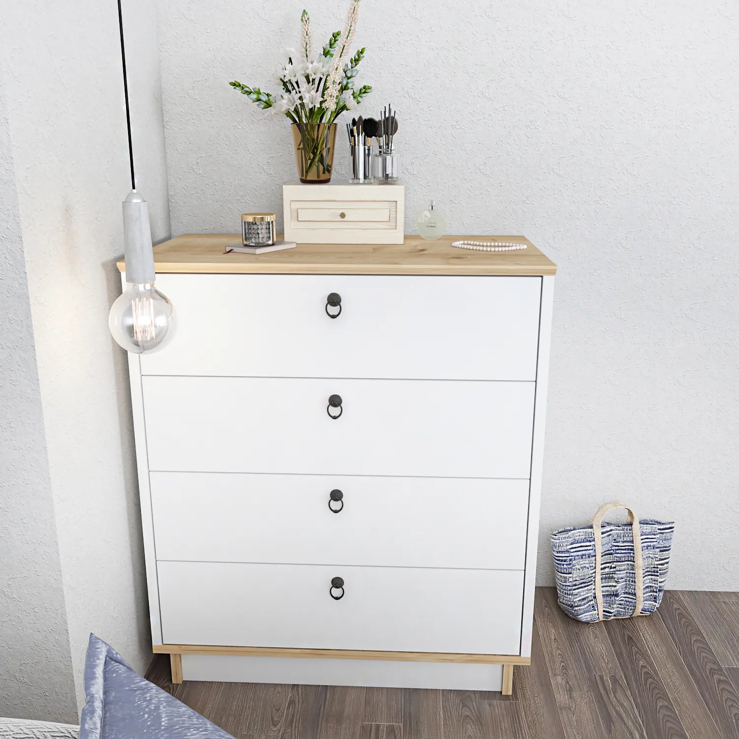 Sahra 28" Wide Modern Dresser with Four Drawers | Lingerie Chest