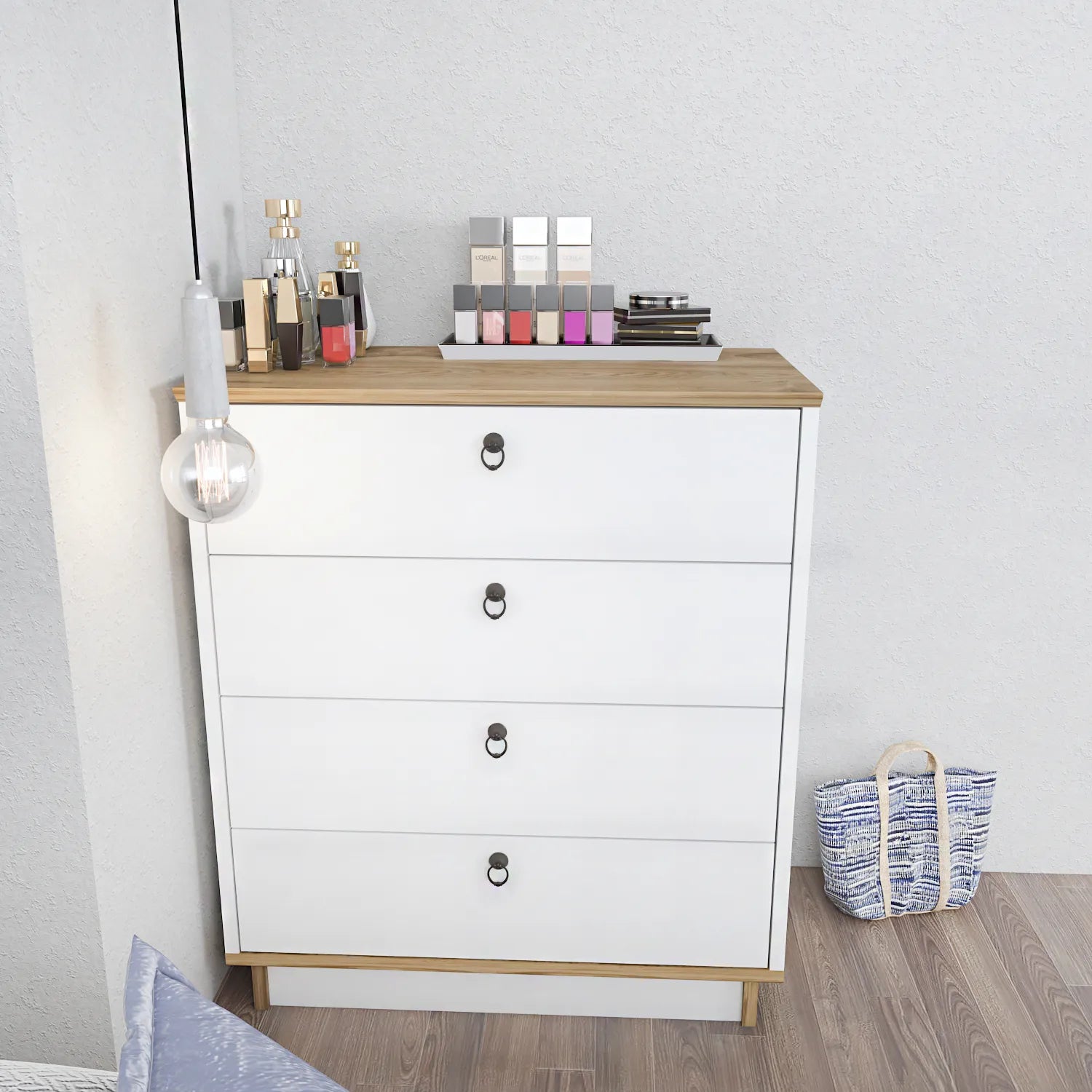 Sahra 28" Wide Modern Dresser with Four Drawers | Lingerie Chest