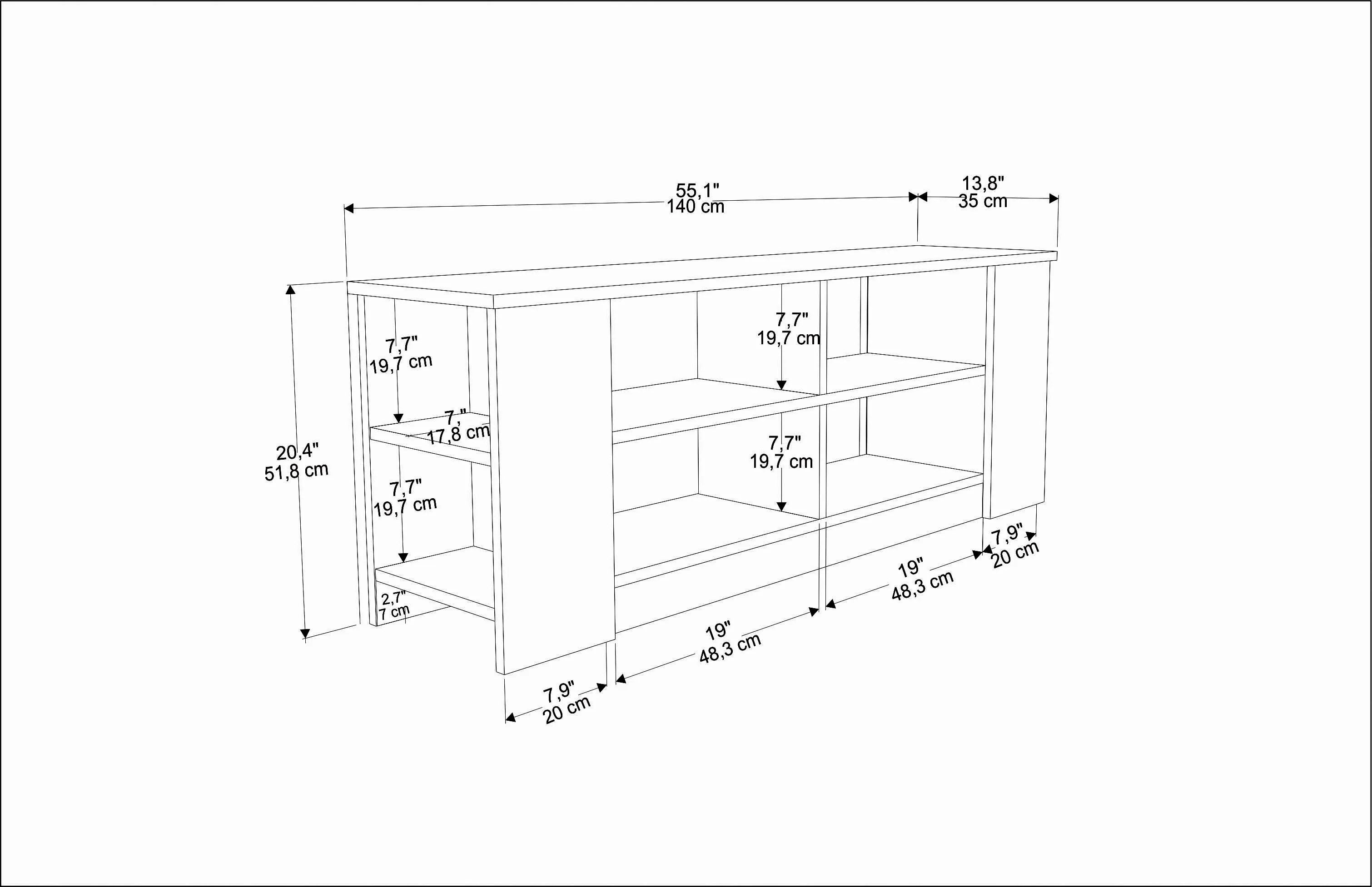 Space 55" Wide TV Stand for TVs up to 65'' | Media Console