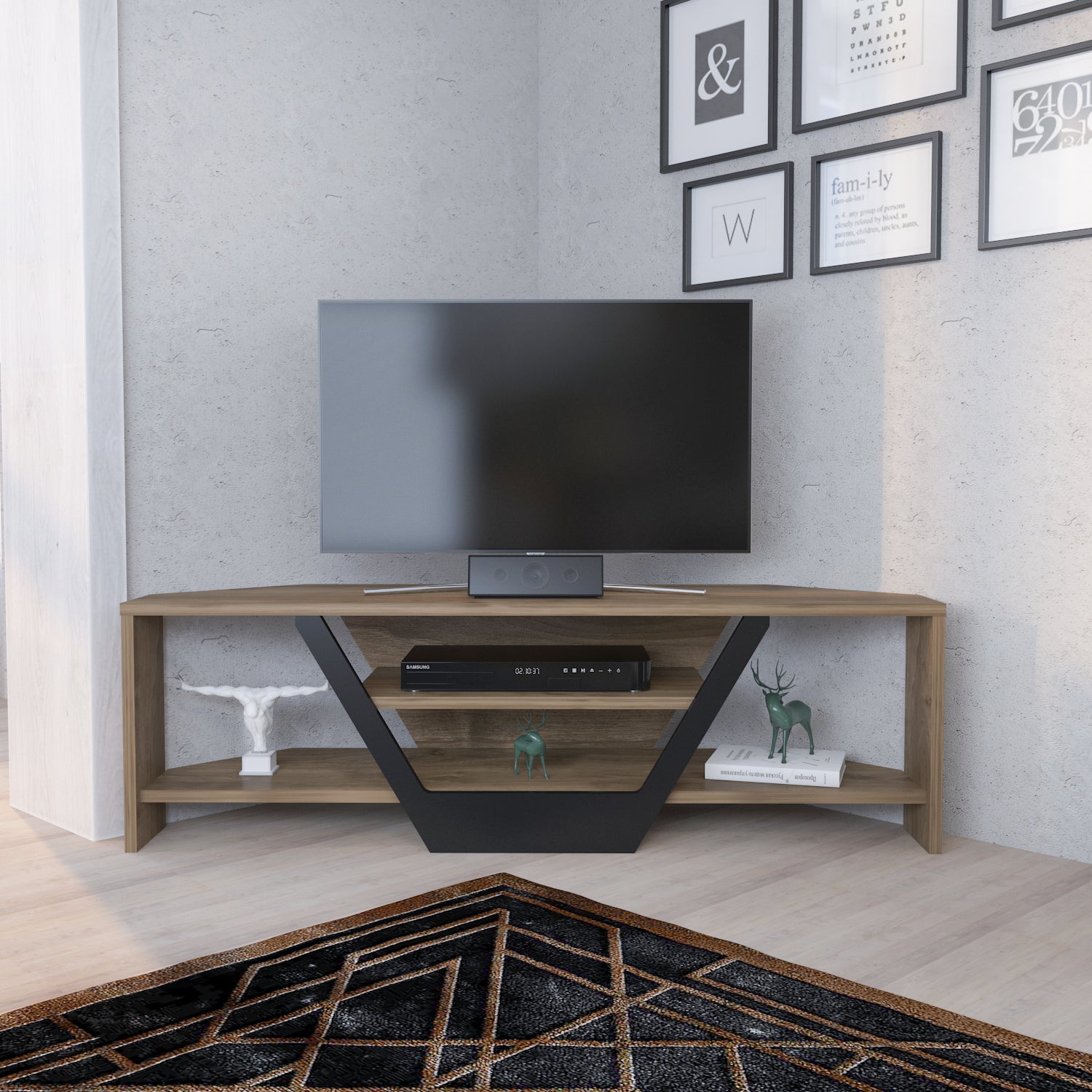 Sares 47'' Wide Corner TV Stand Console Table for Up to 55 inch TVs