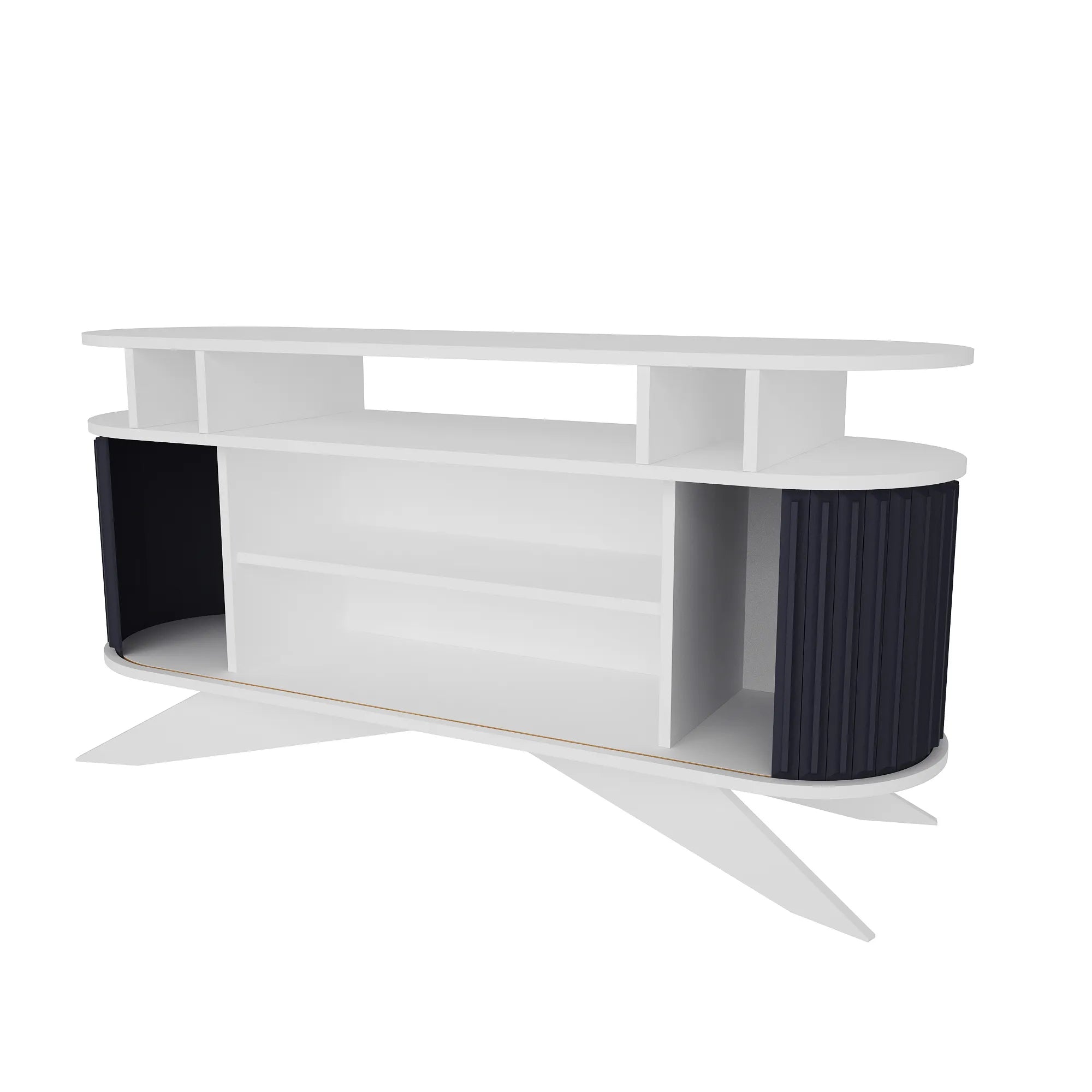 Store 59" Wide Oval Console | Modern TV Stand & Storage | Accommodates up to 68" TVs