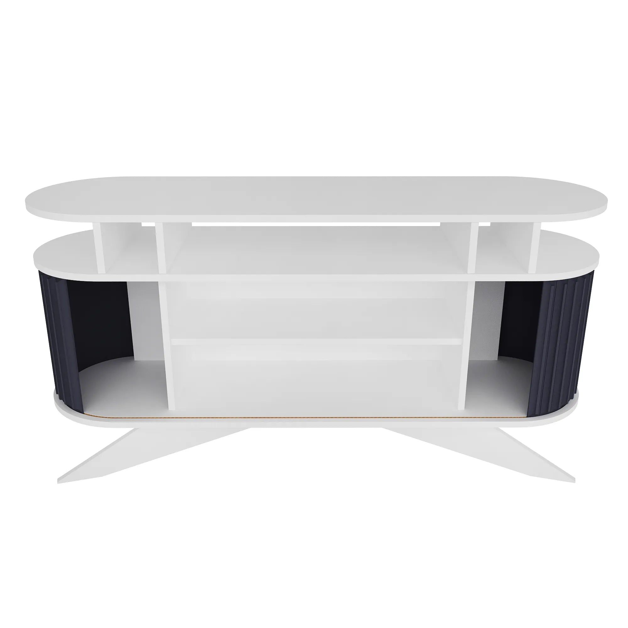 Store 59" Wide Oval Console | Modern TV Stand & Storage | Accommodates up to 68" TVs