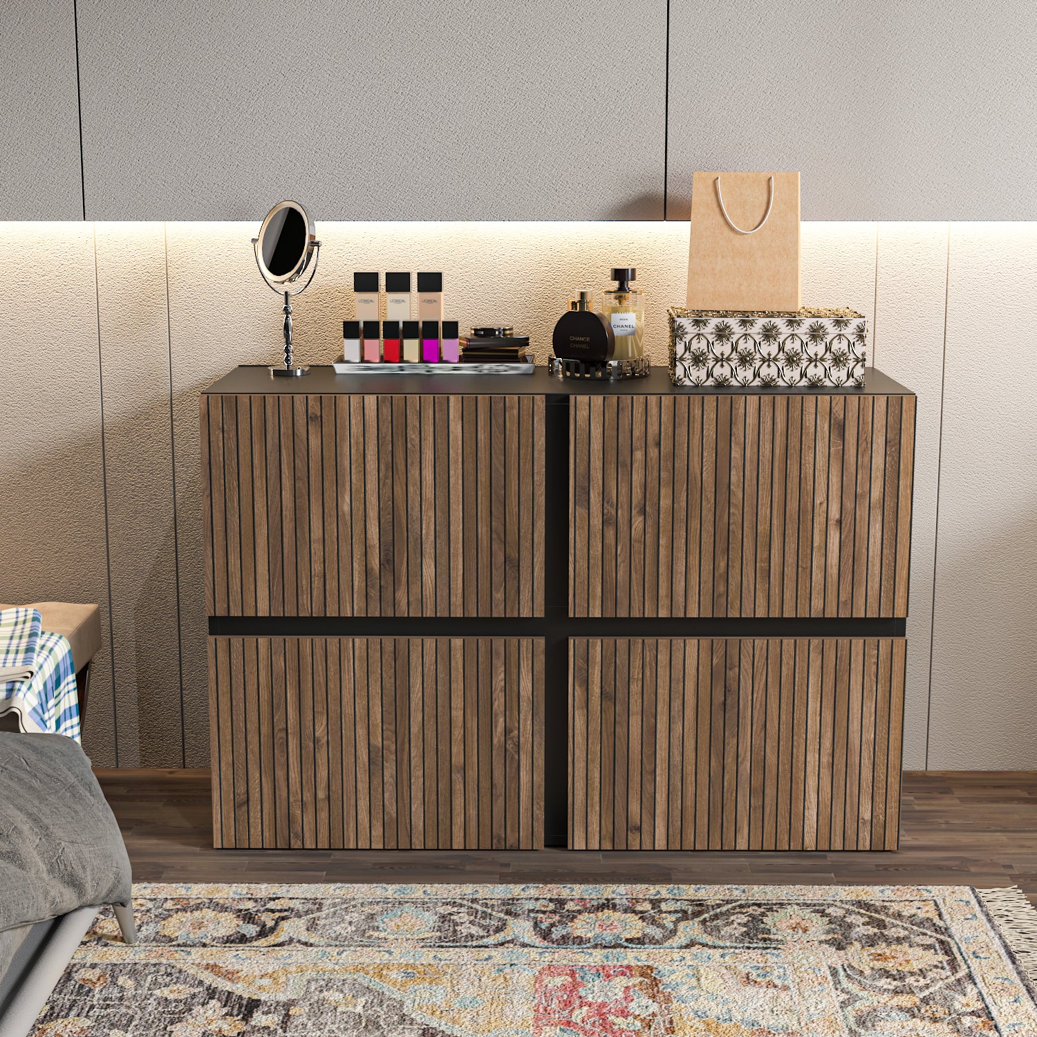 Strong Modern 4-Door Storage Cabinet Bedroom Organizer