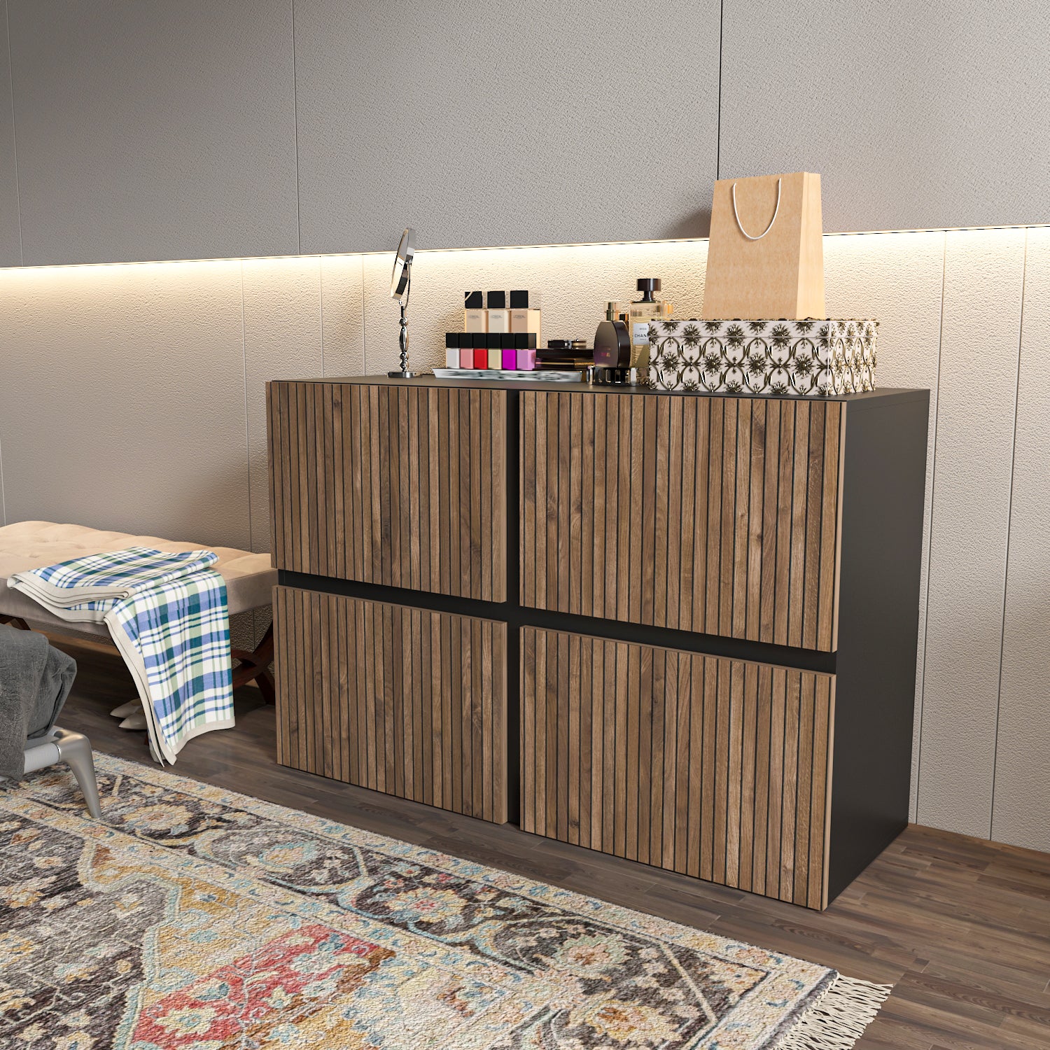 Strong Modern 4-Door Storage Cabinet Bedroom Organizer