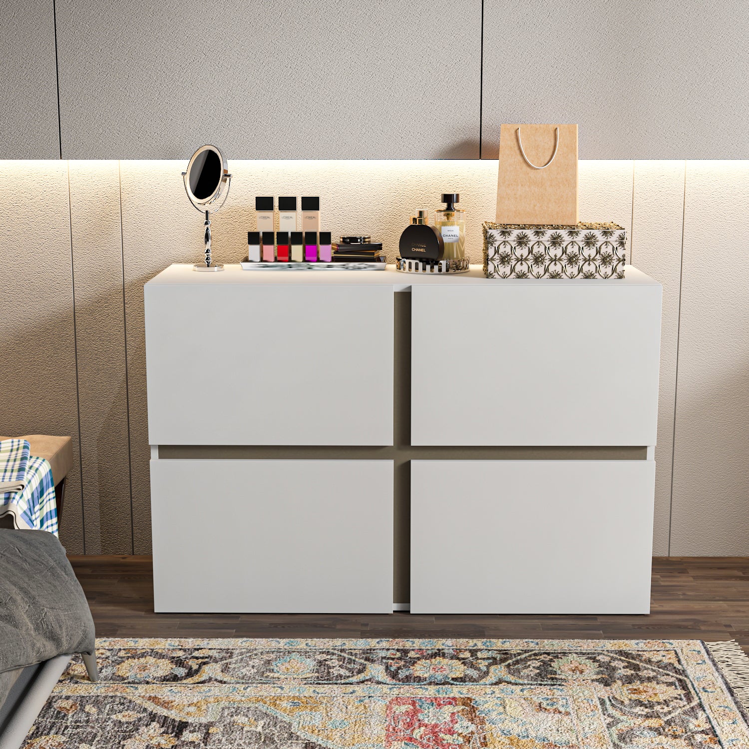 Strong Modern 4-Door Storage Cabinet Bedroom Organizer