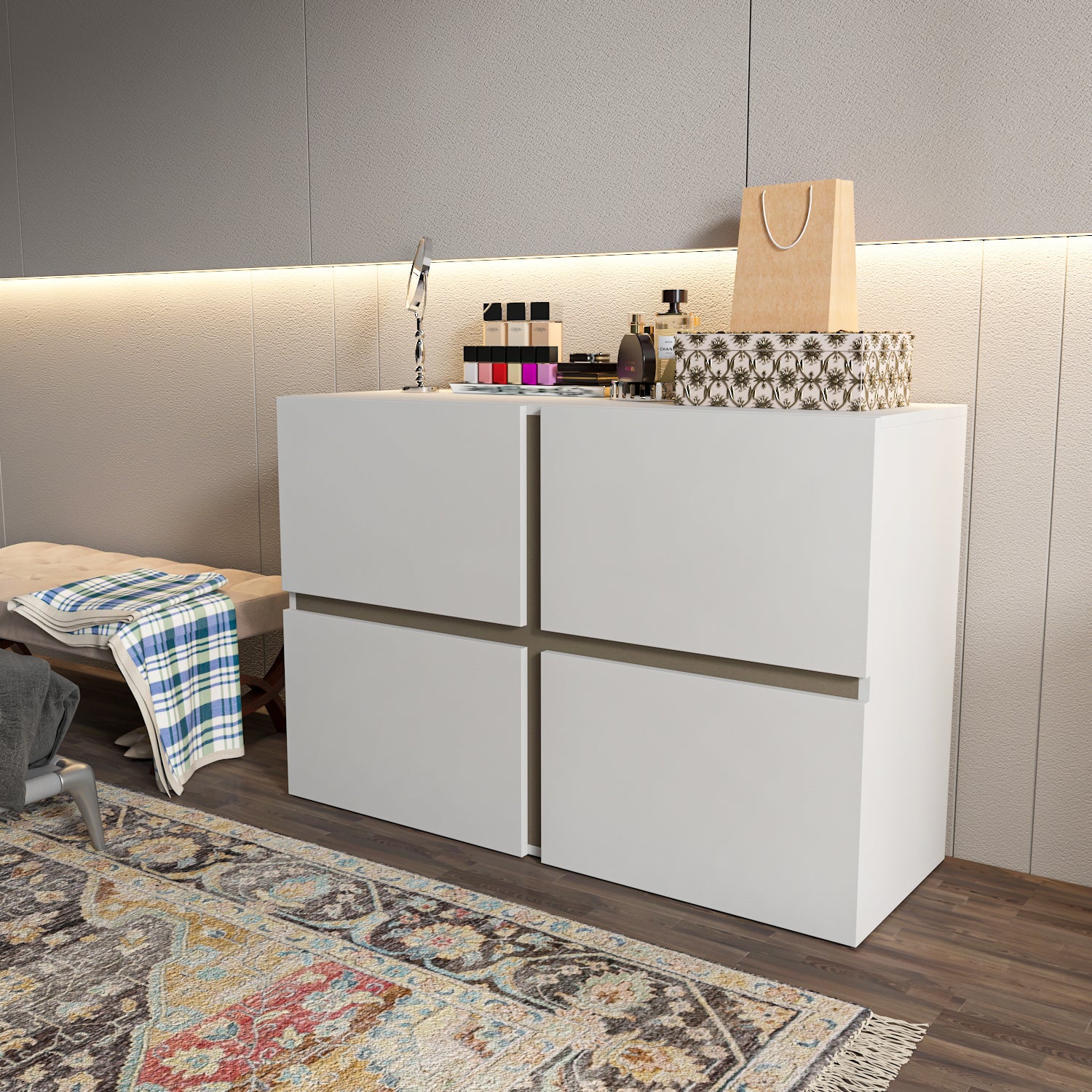 Strong Modern 4-Door Storage Cabinet Bedroom Organizer