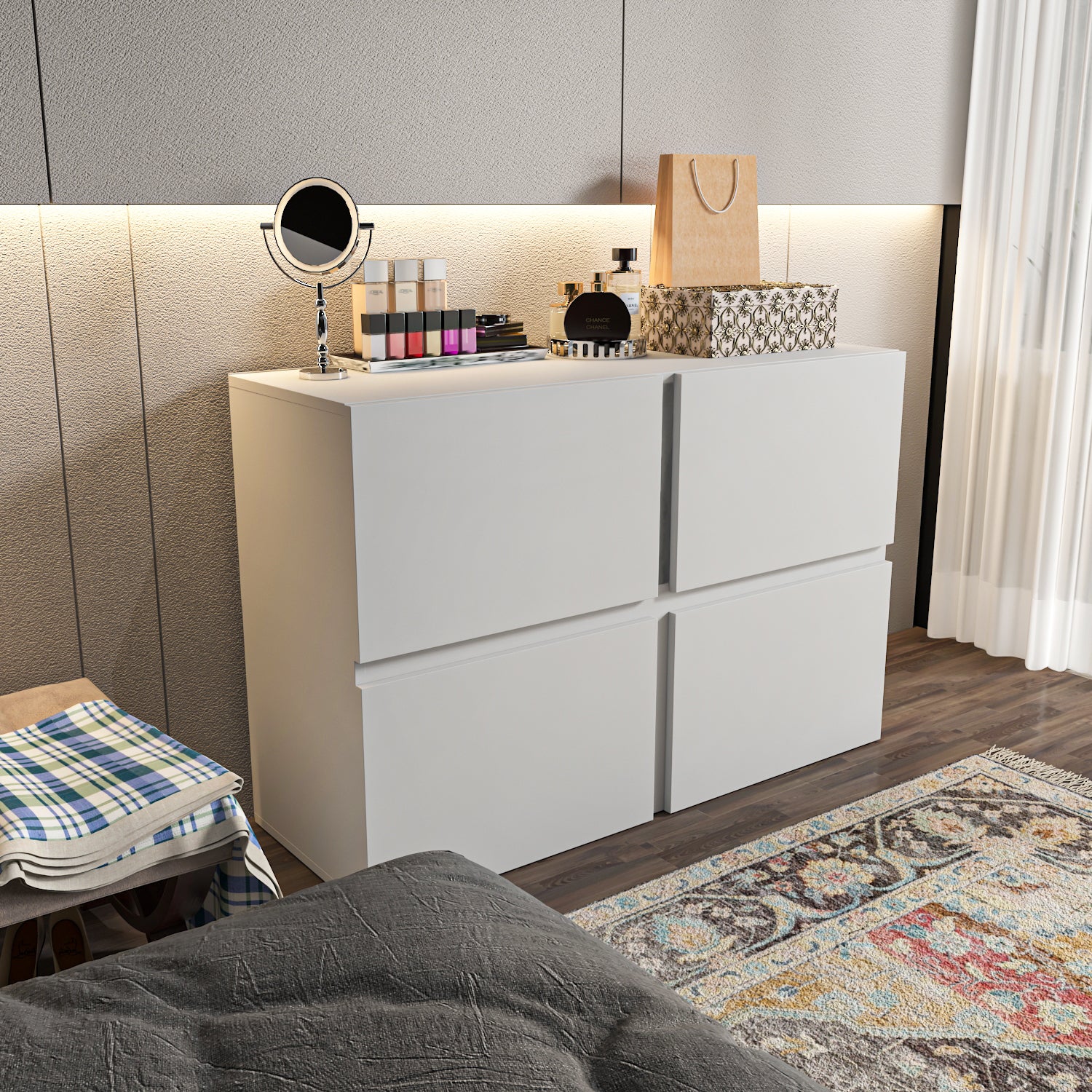 Strong Modern 4-Door Storage Cabinet Bedroom Organizer