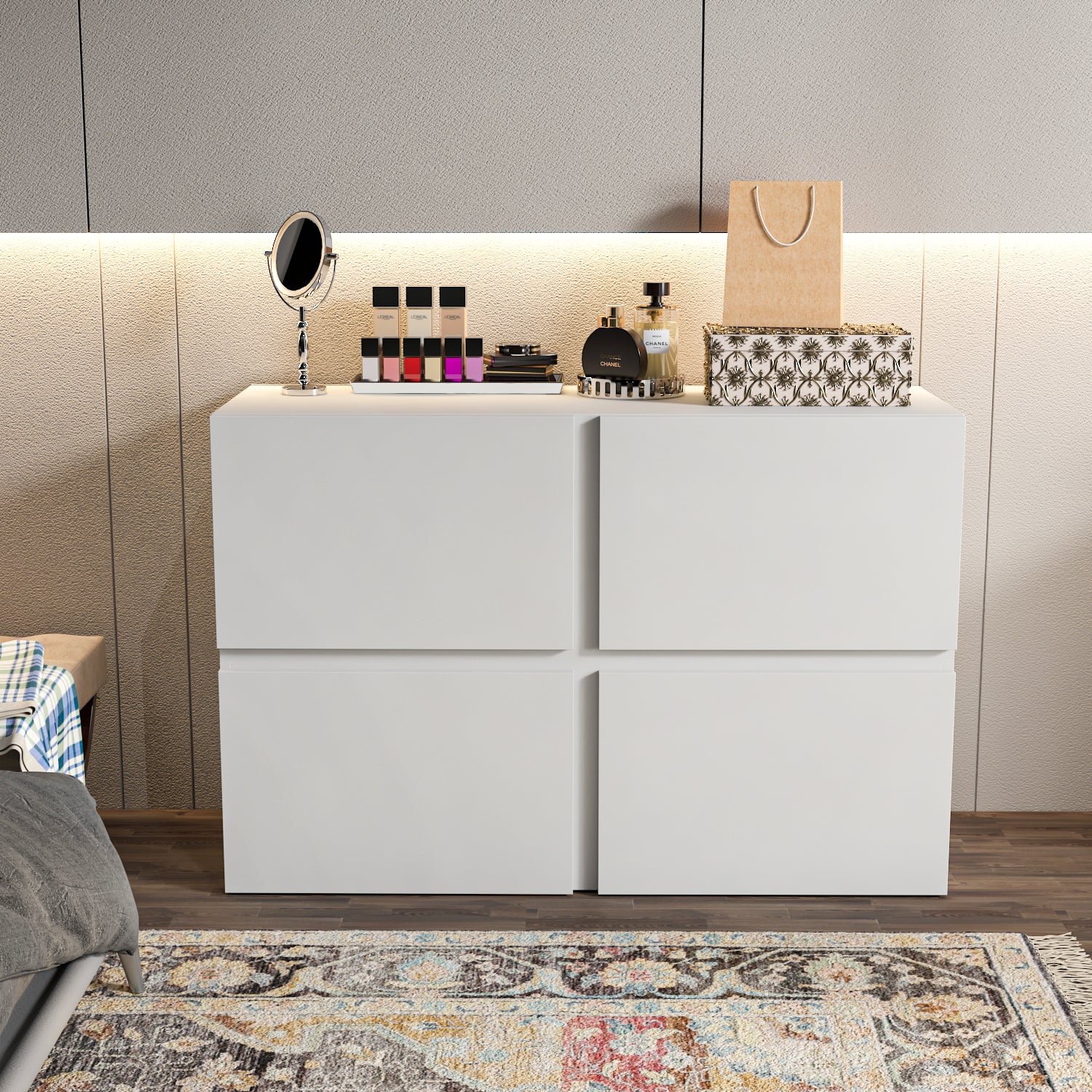 Strong Modern 4-Door Storage Cabinet Bedroom Organizer