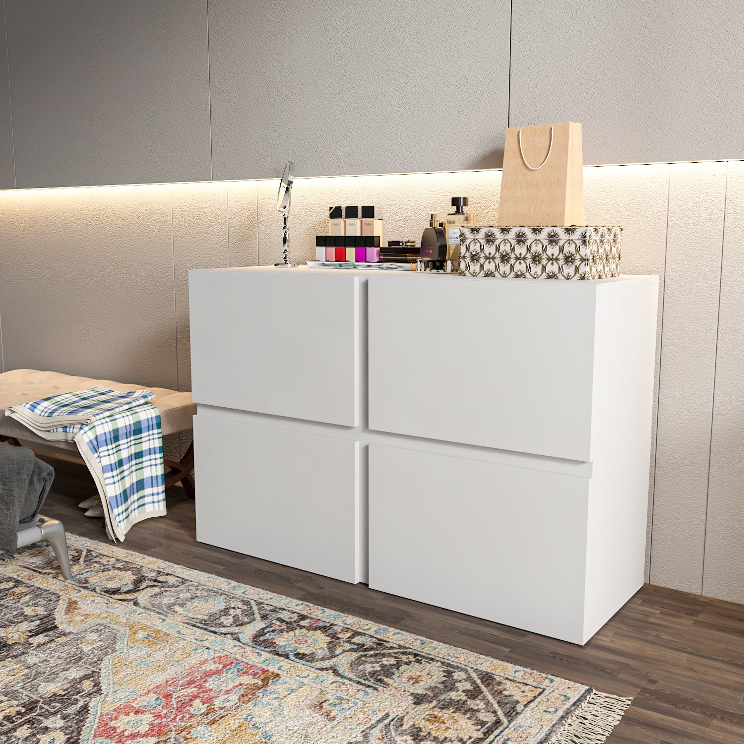 Strong Modern 4-Door Storage Cabinet Bedroom Organizer