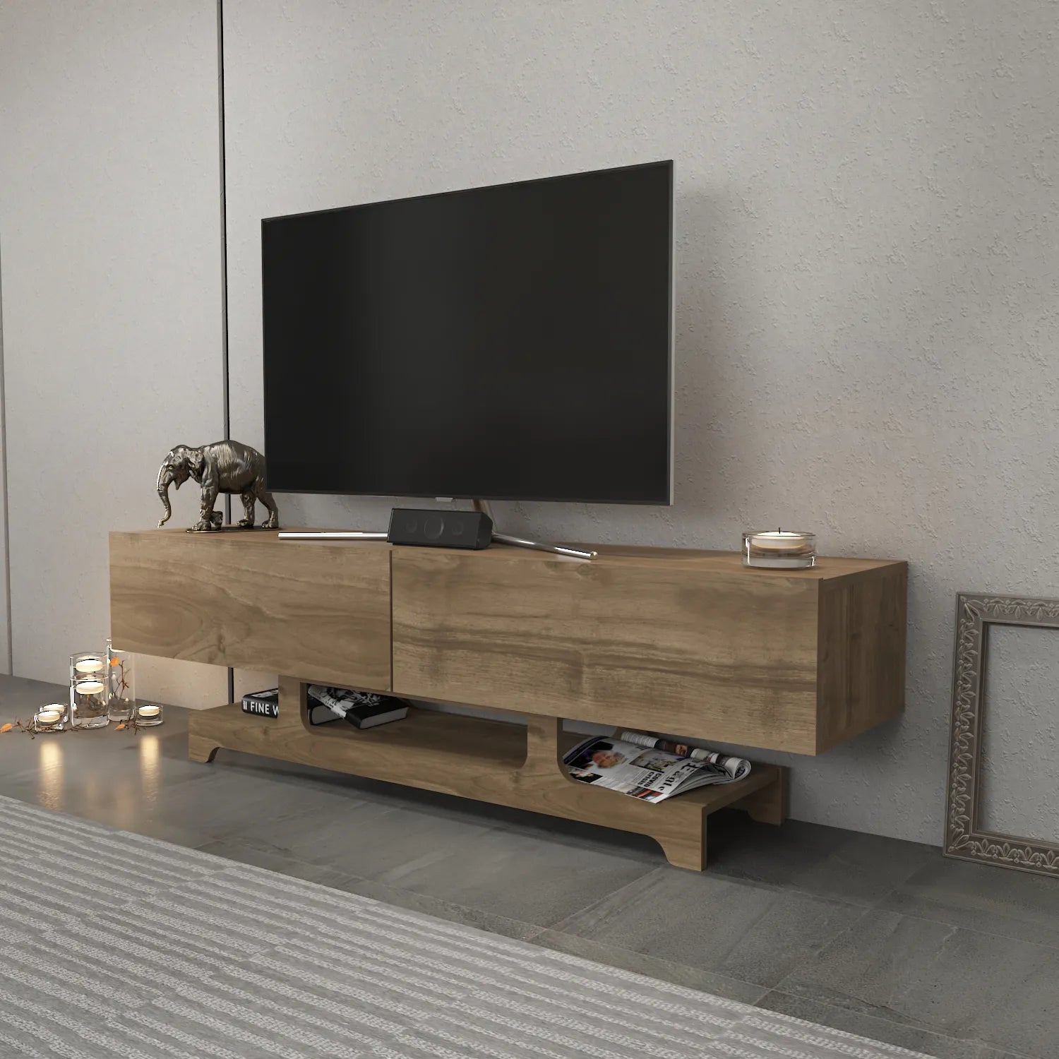 Tera 63" Wide TV Stand and Media Console for TVs up to 72"