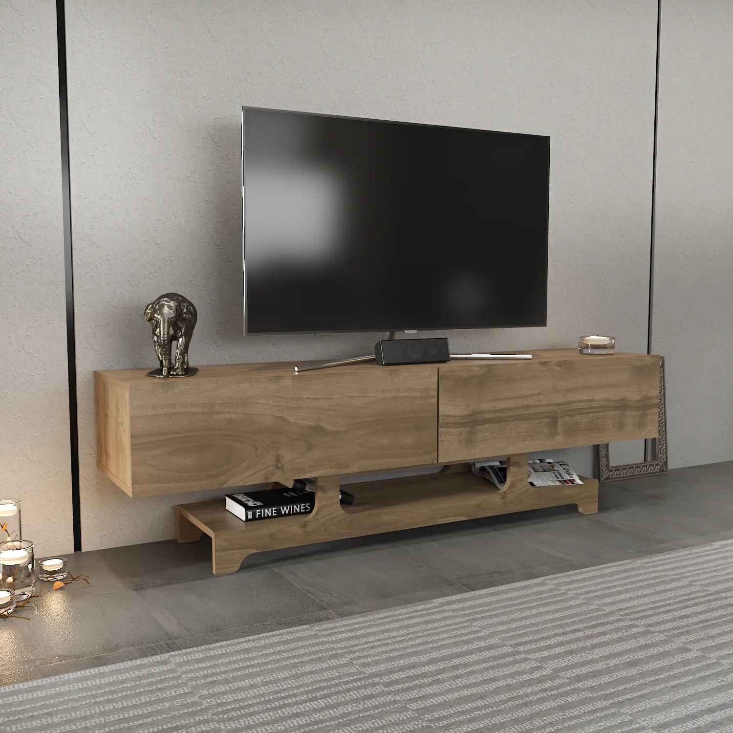 Tera 63" Wide TV Stand and Media Console for TVs up to 72"