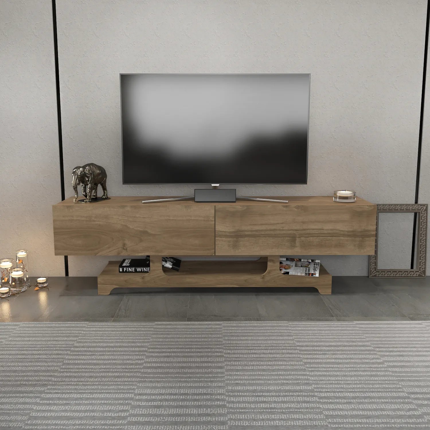 Tera 63" Wide TV Stand and Media Console for TVs up to 72"