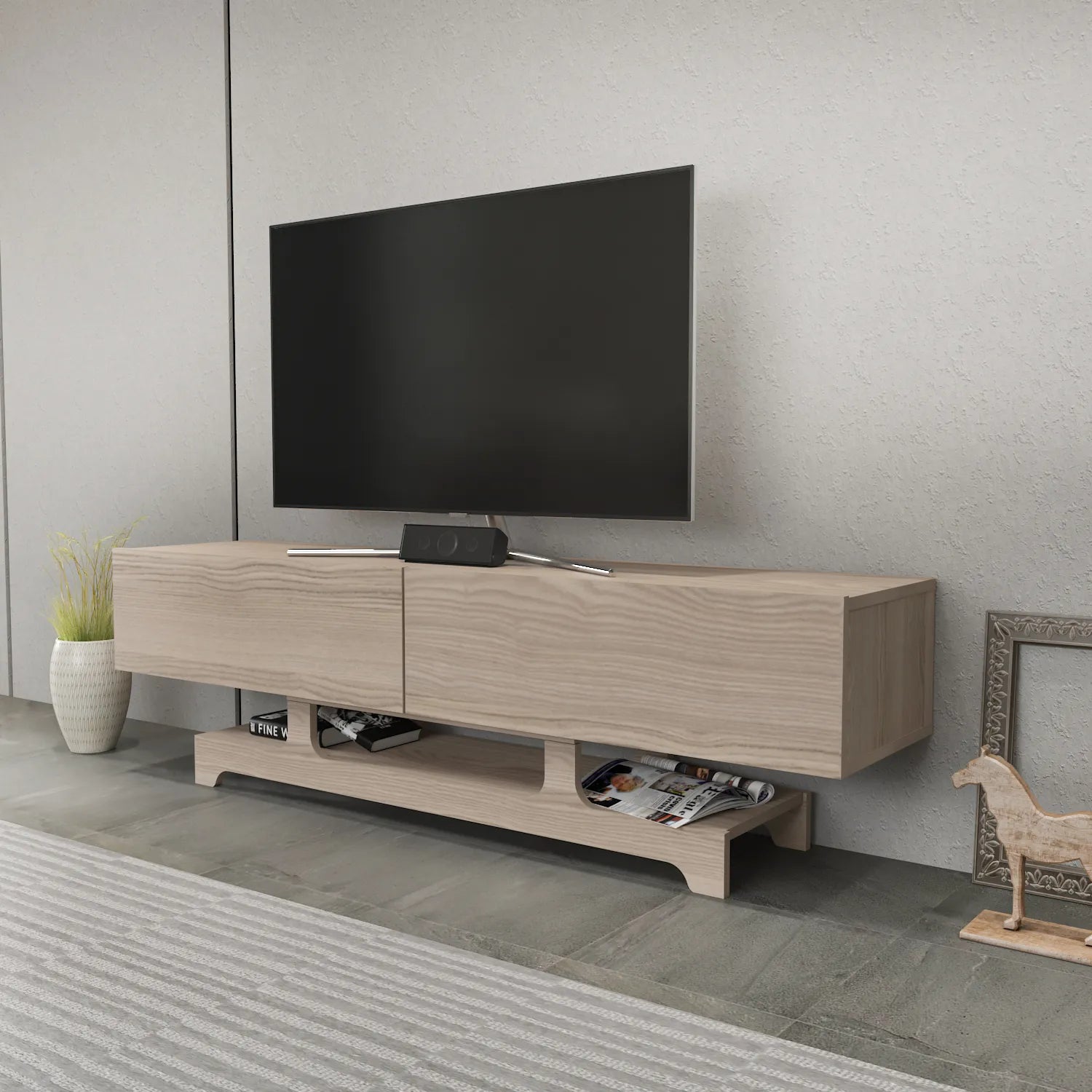 Tera 63" Wide TV Stand and Media Console for TVs up to 72"