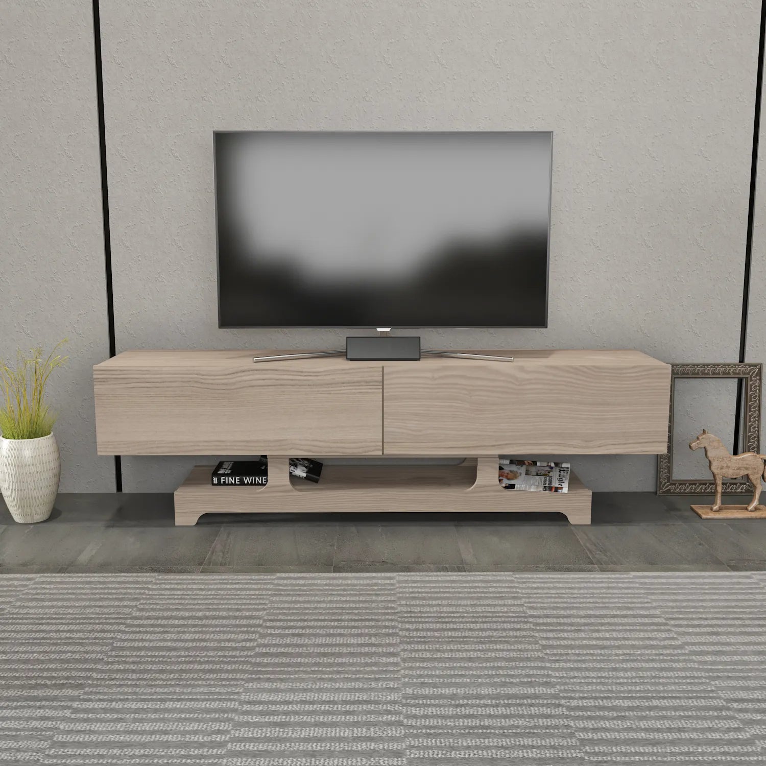 Tera 63" Wide TV Stand and Media Console for TVs up to 72"