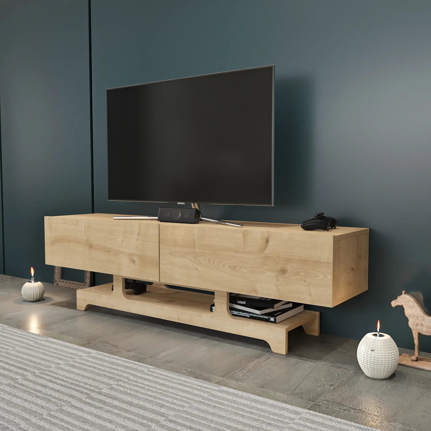 Tera 63" Wide TV Stand and Media Console for TVs up to 72"