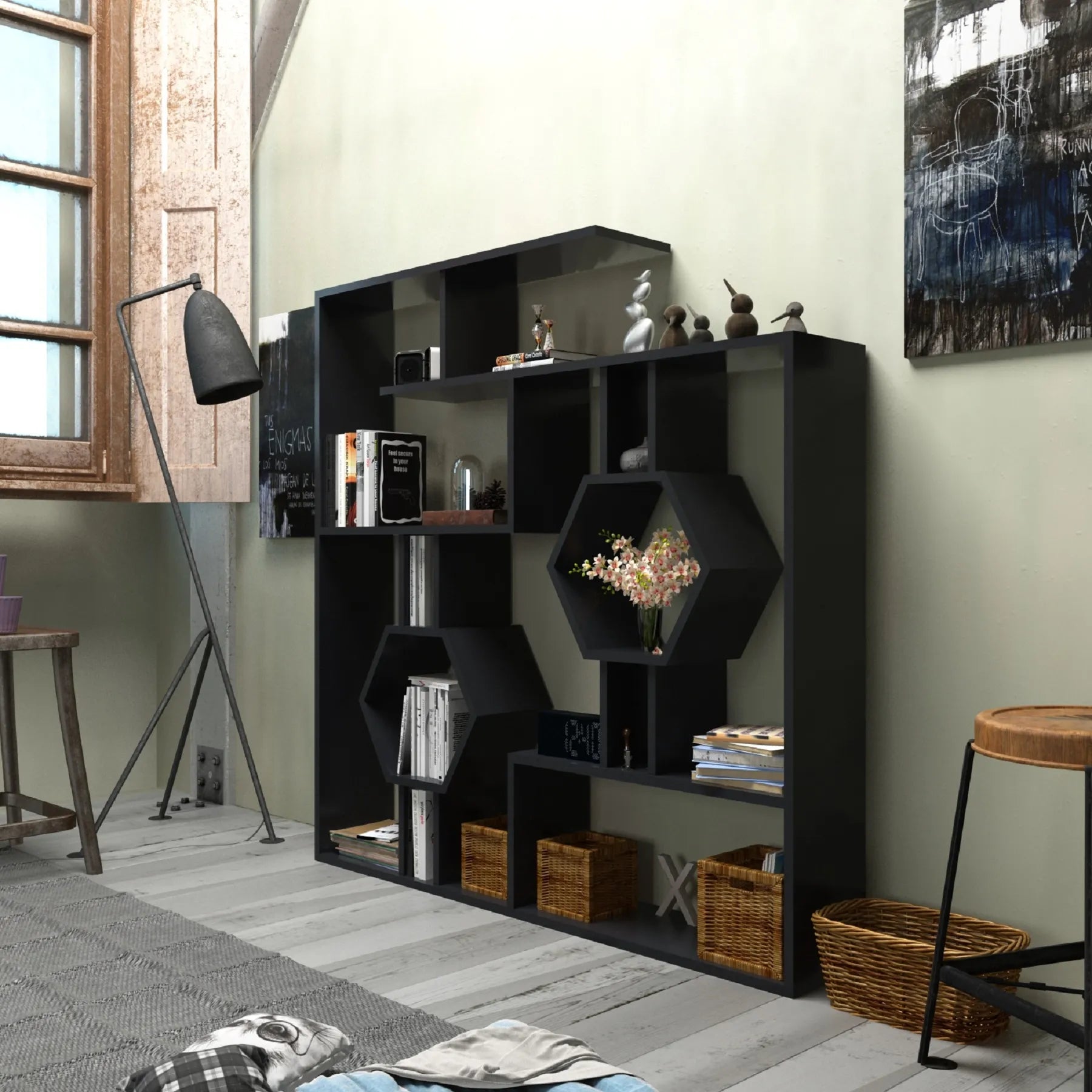 Tamara 53" Tall Geometric Bookcase