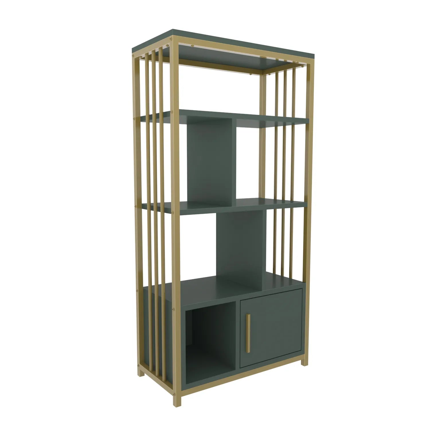 Valero 47" Tall Metal Wood Bookcase