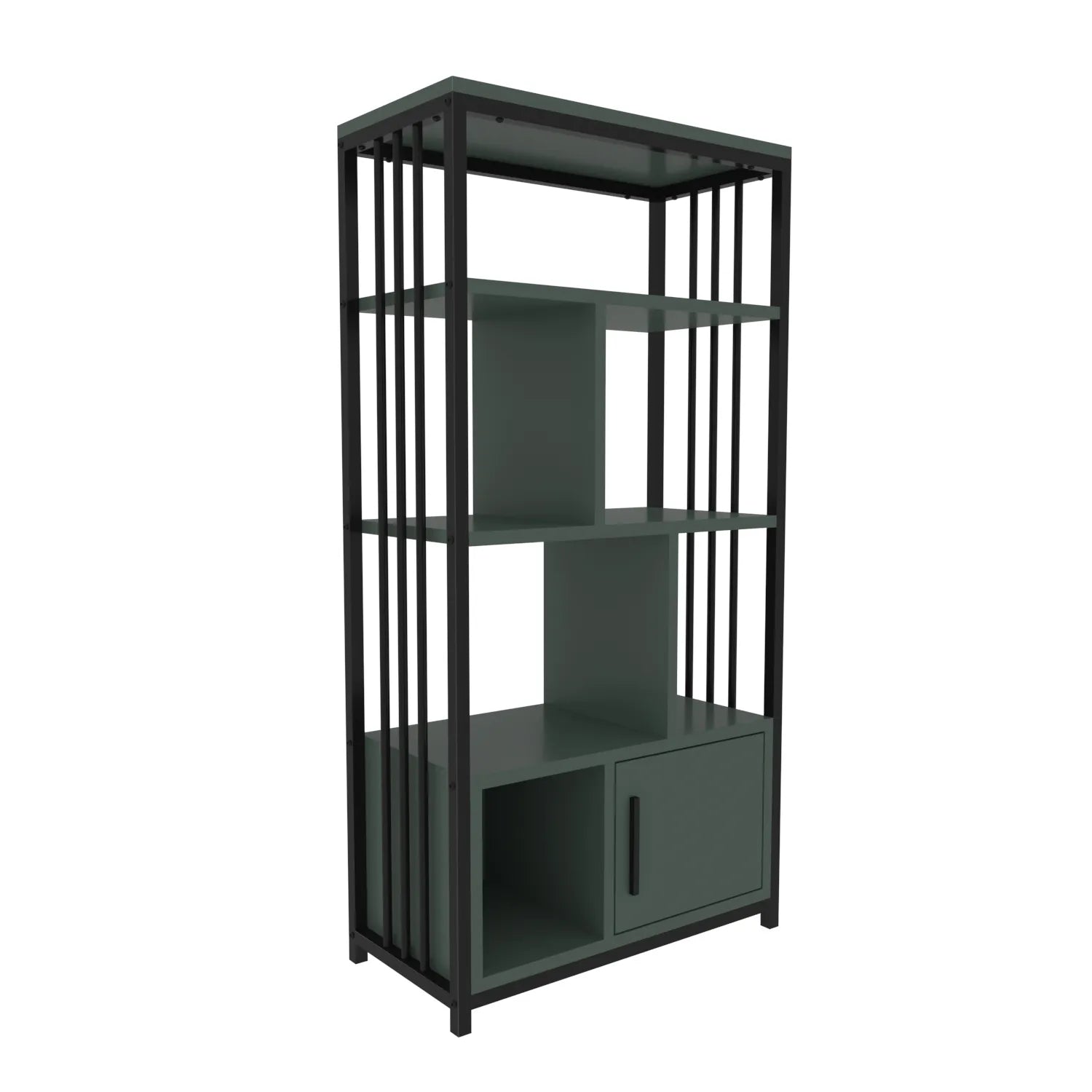 Valero 47" Tall Metal Wood Bookcase