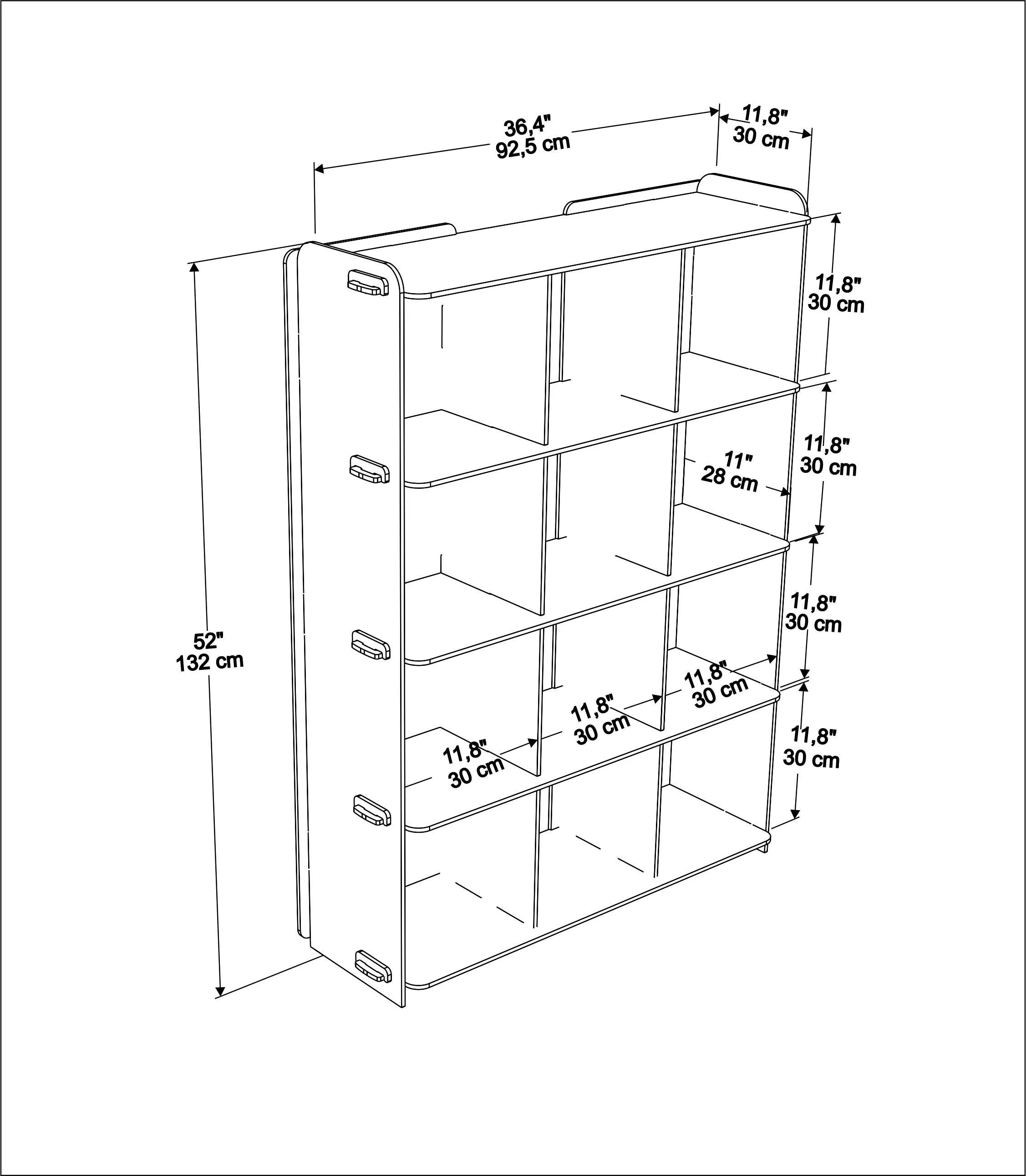 Zimba 52" Tall MDF Bookcase | Bookshelf | Display Unit