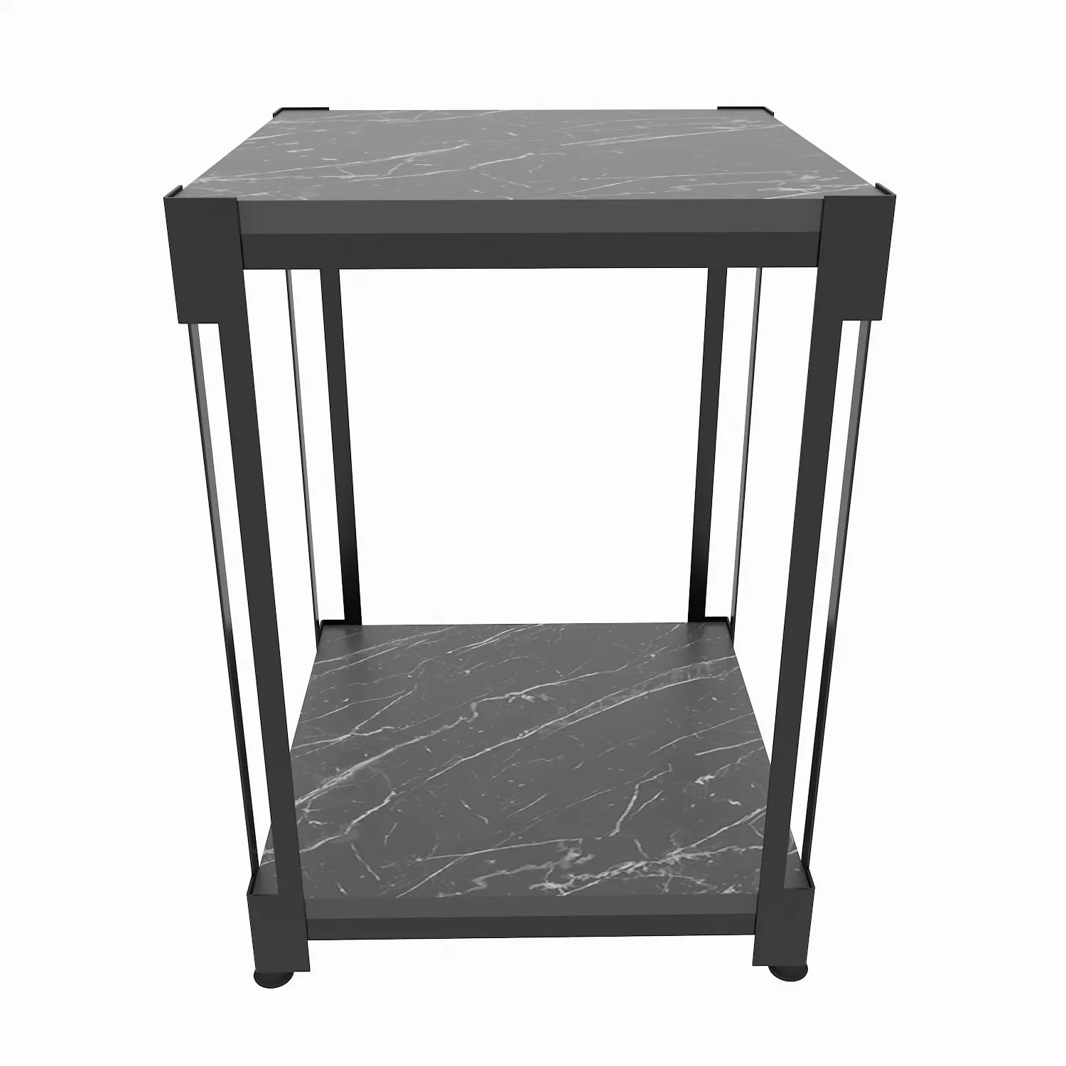 Zenas 22 inch Tall Square Side End Table with Metal Frame