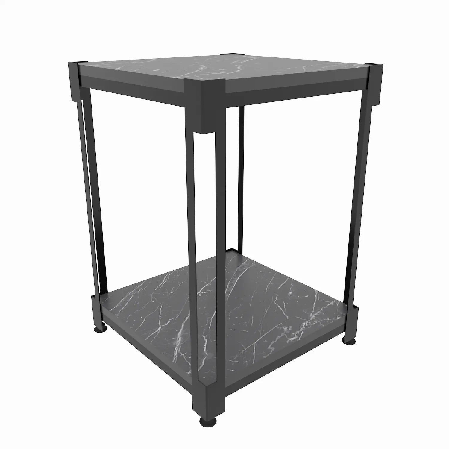 Zenas 22 inch Tall Square Side End Table with Metal Frame