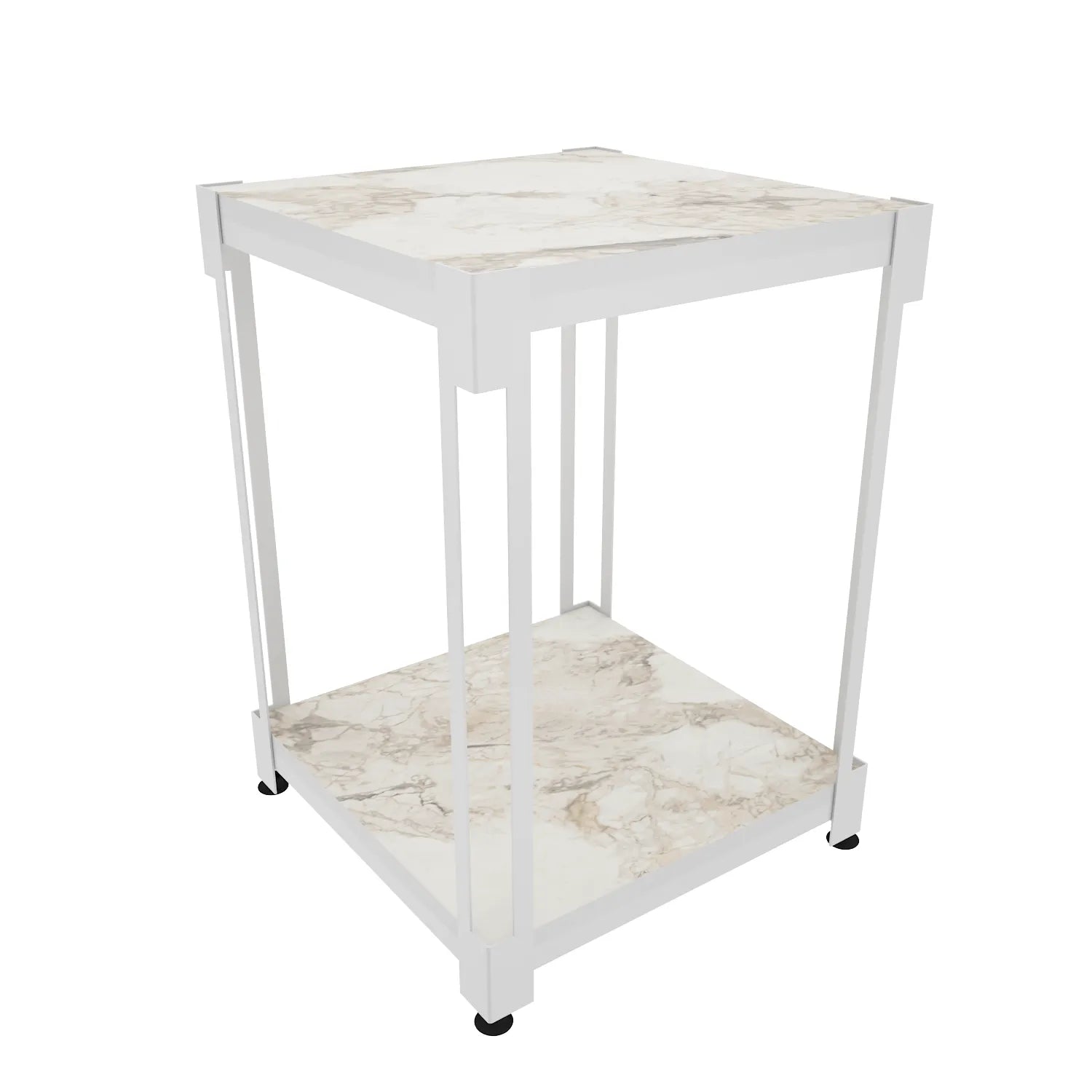 Zenas 22 inch Tall Square Side End Table with Metal Frame