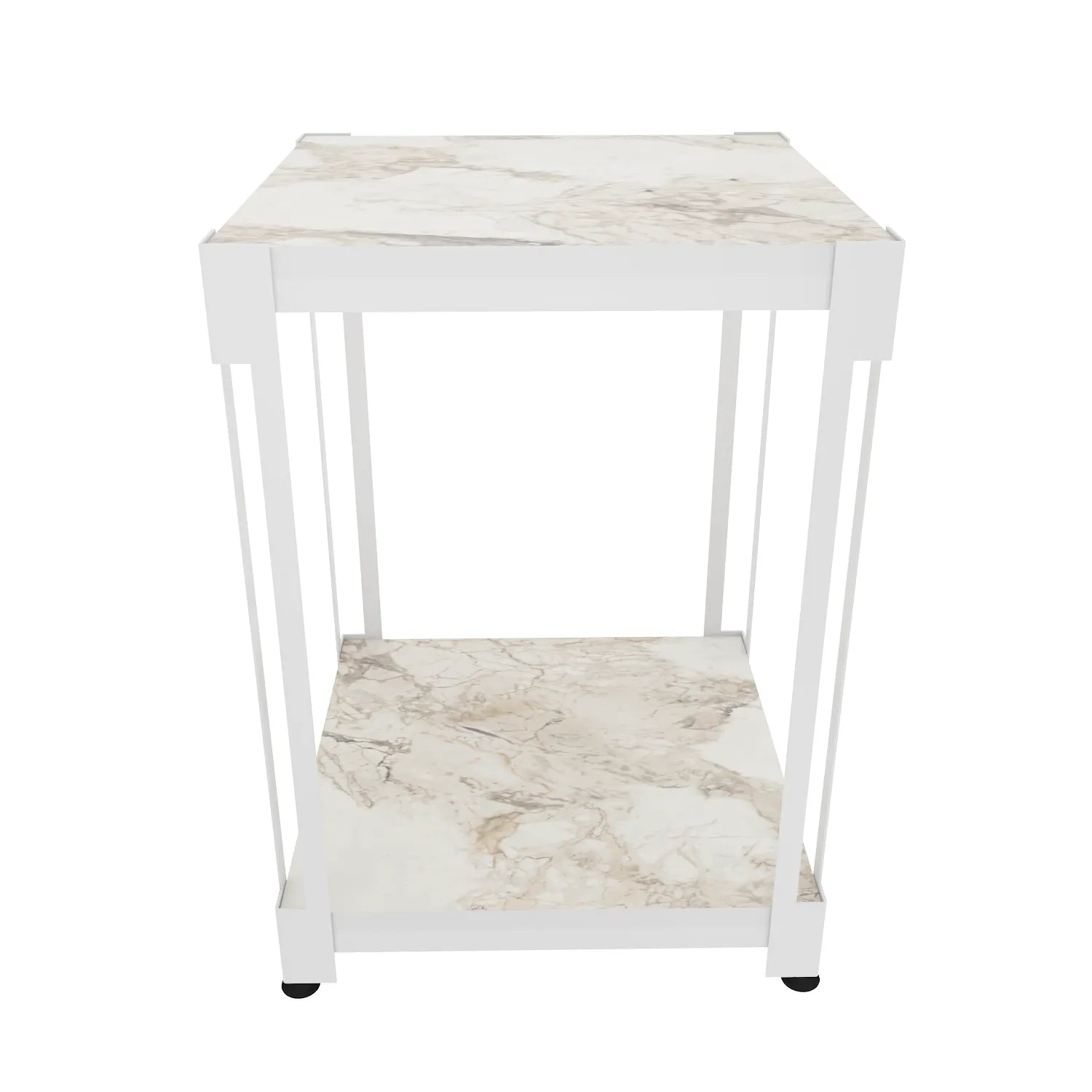 Zenas 22 inch Tall Square Side End Table with Metal Frame