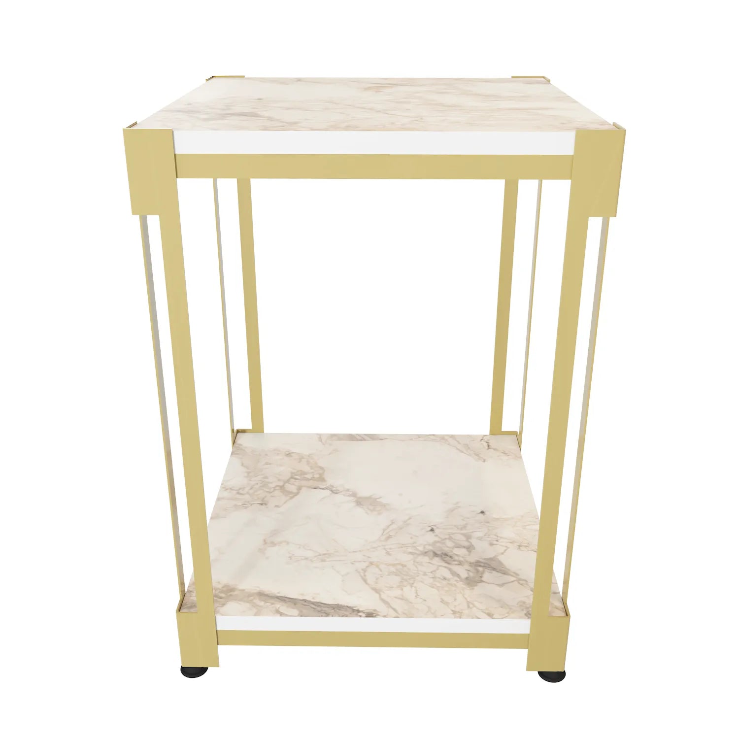 Zenas 22 inch Tall Square Side End Table with Metal Frame