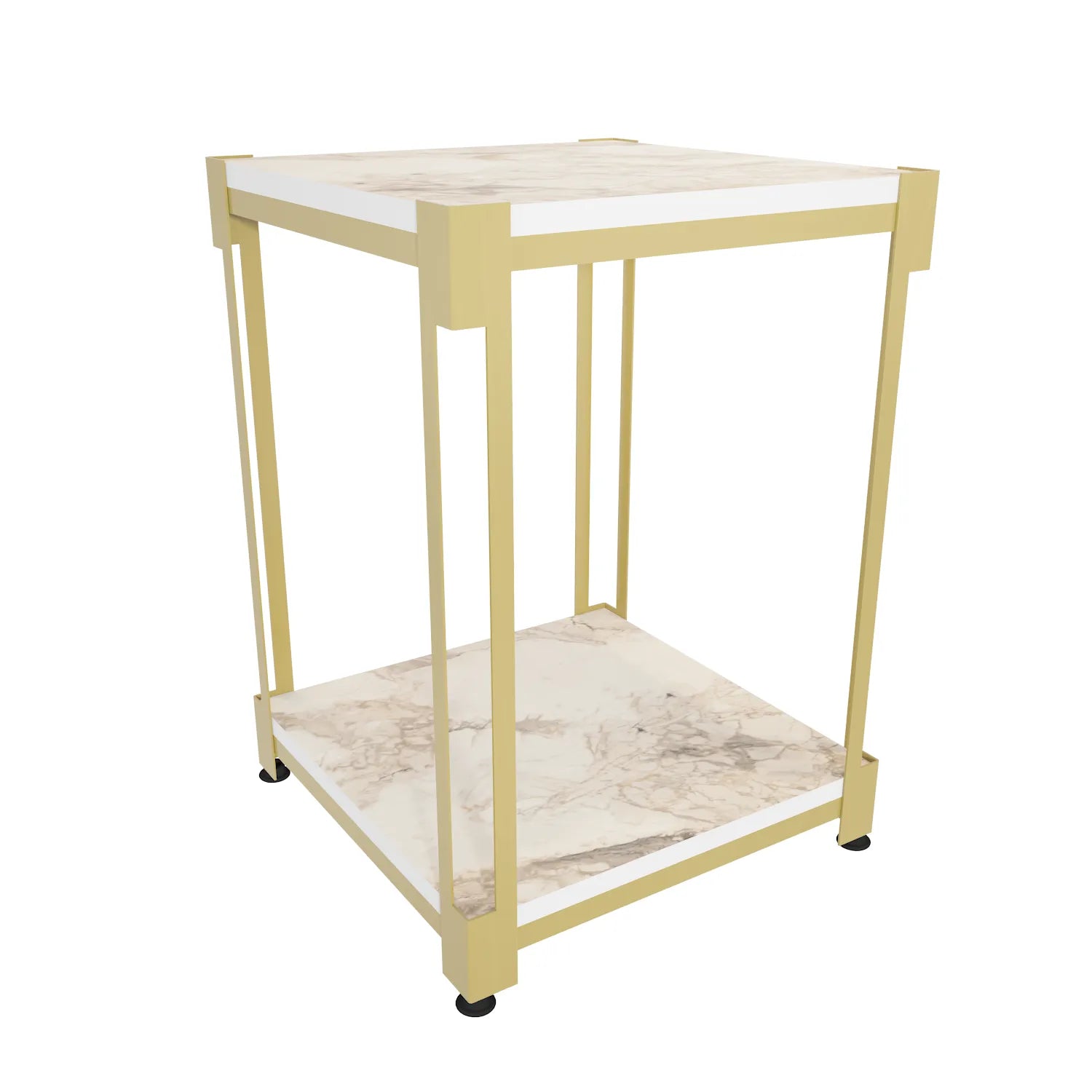 Zenas 22 inch Tall Square Side End Table with Metal Frame