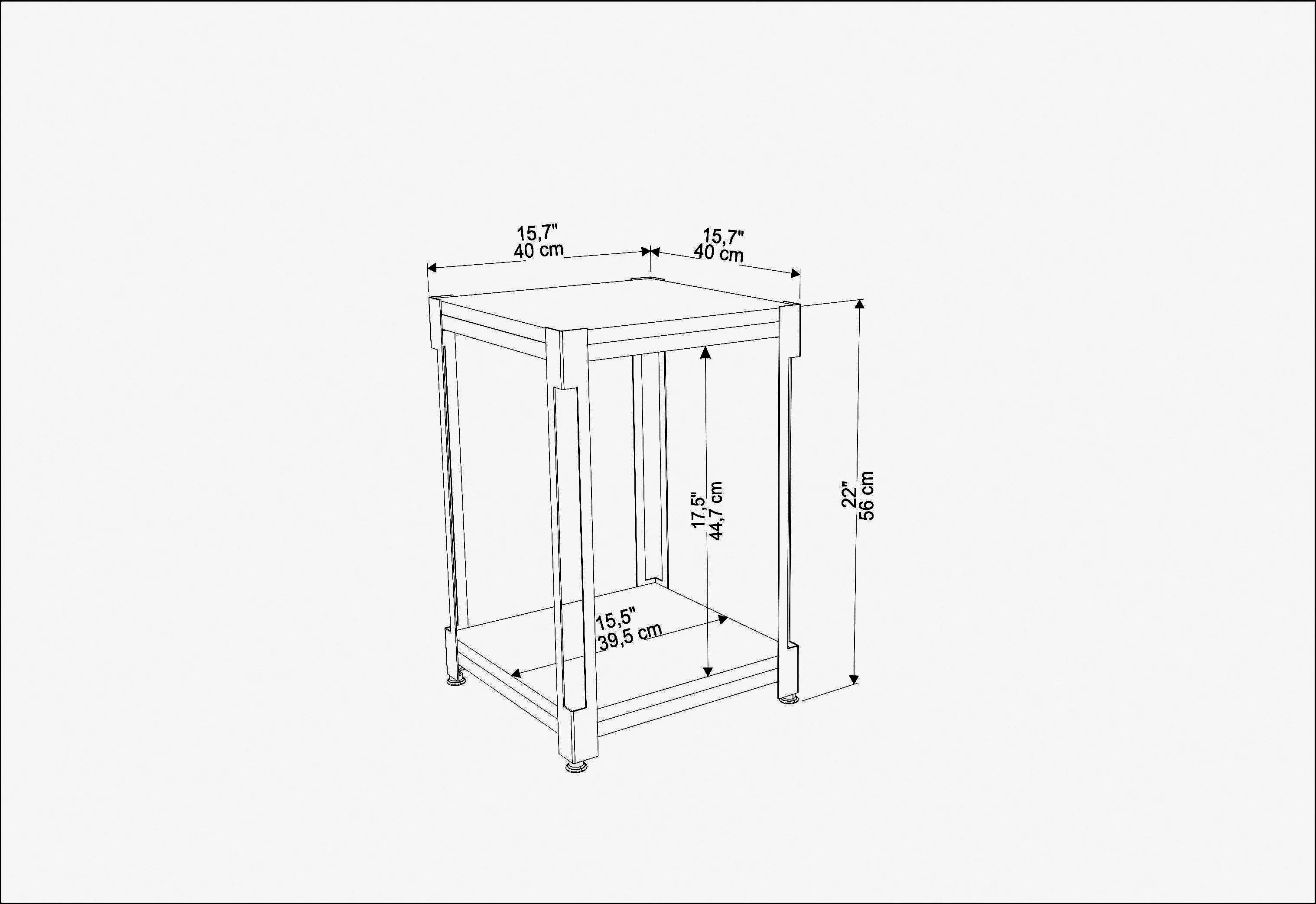 Zenas 22 inch Tall Square Side End Table with Metal Frame