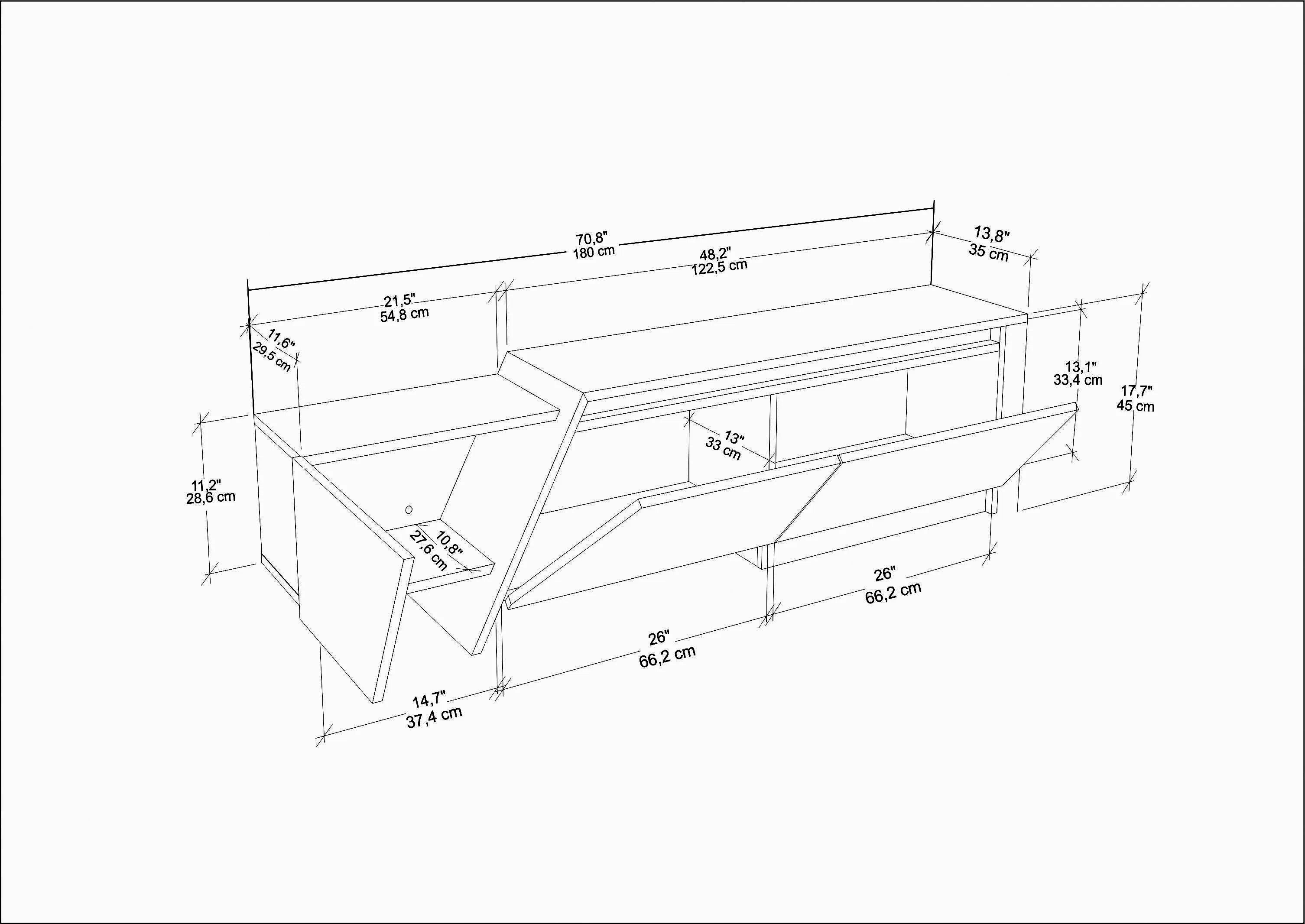 Zonas 71" Wide TV Stand and Media Console for TVs up to 65"