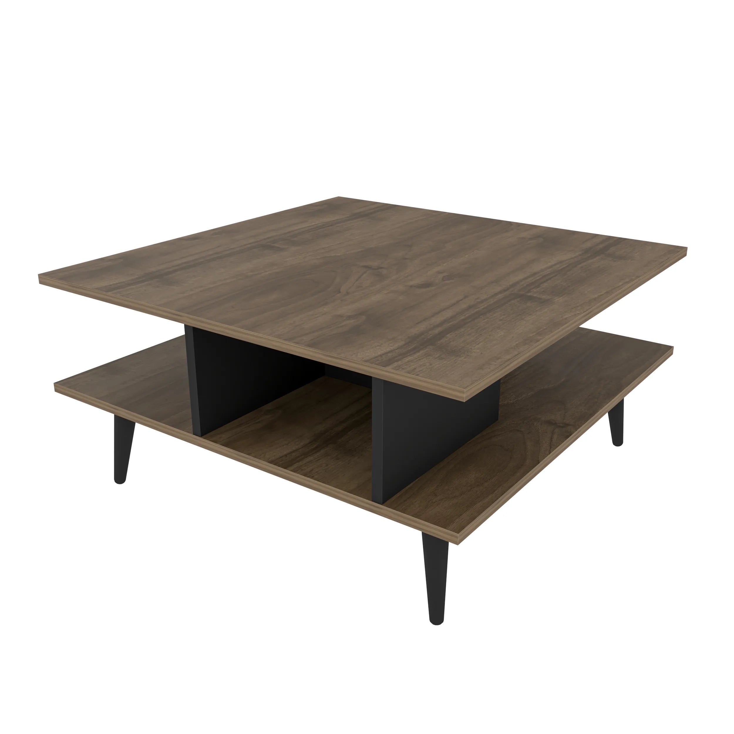 Akya 35 inch Wide Square Coffee Table with Open Shelf Storage