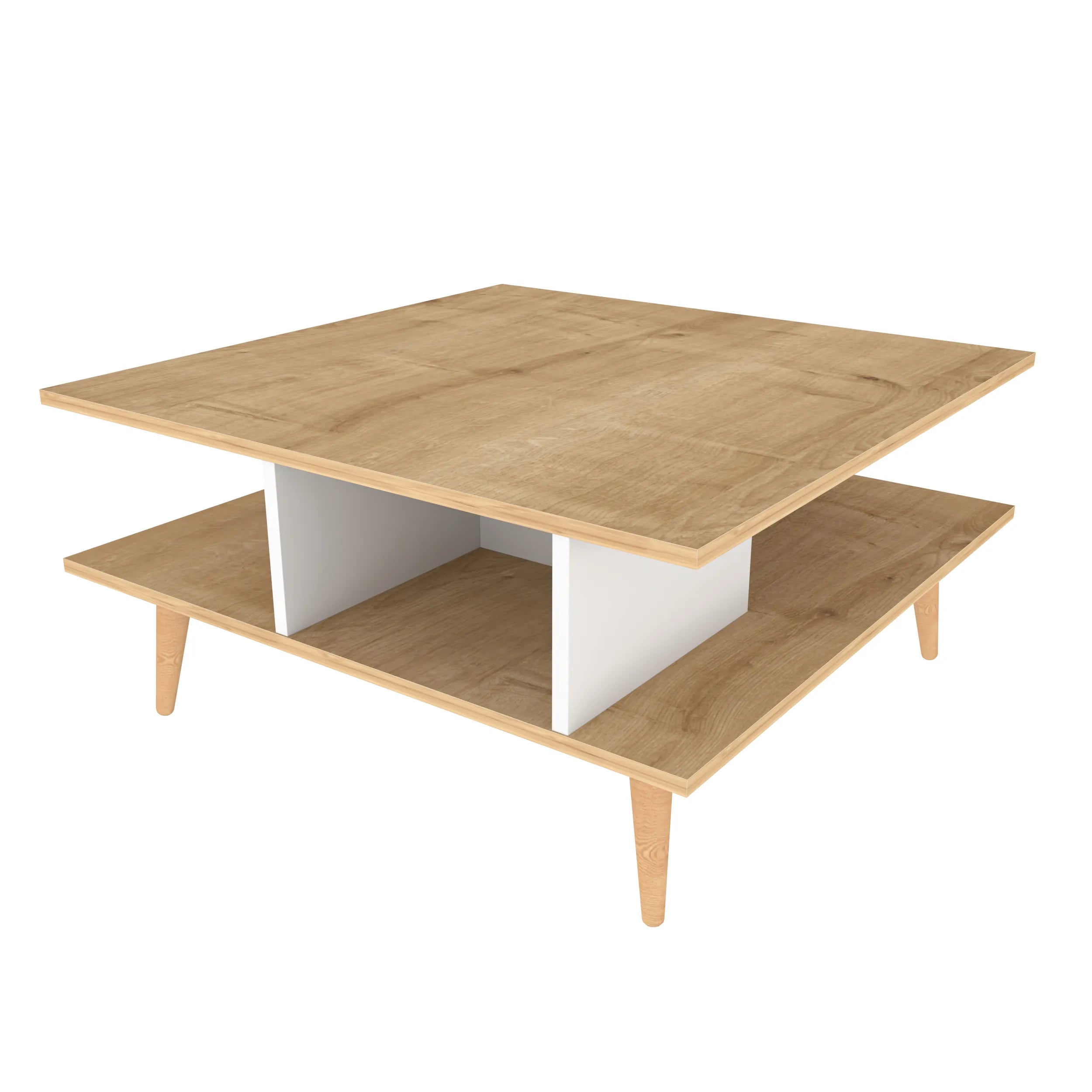 Akya 35 inch Wide Square Coffee Table with Open Shelf Storage