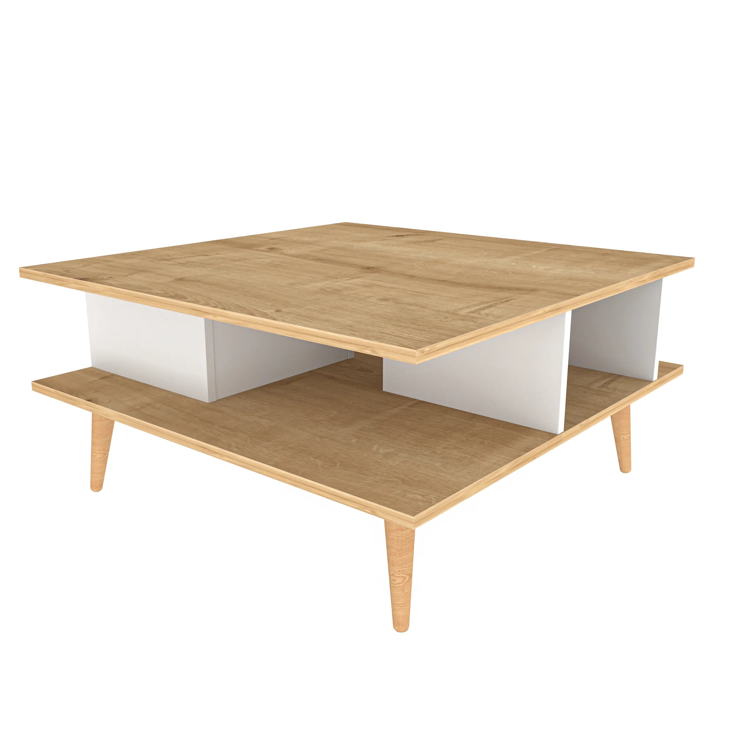 Akya 35 inch Wide Square Coffee Table with Open Shelf Storage