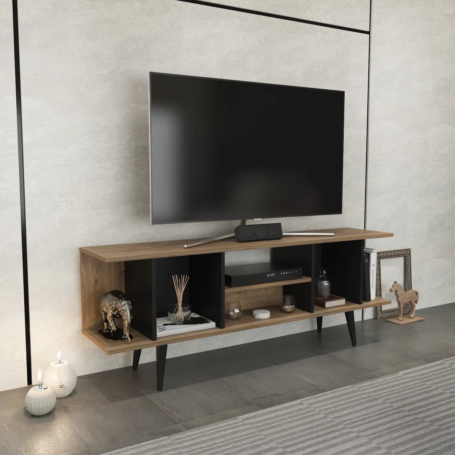 Akya 63 inch Wide TV Stand Media Console for TVs up to 72 inch