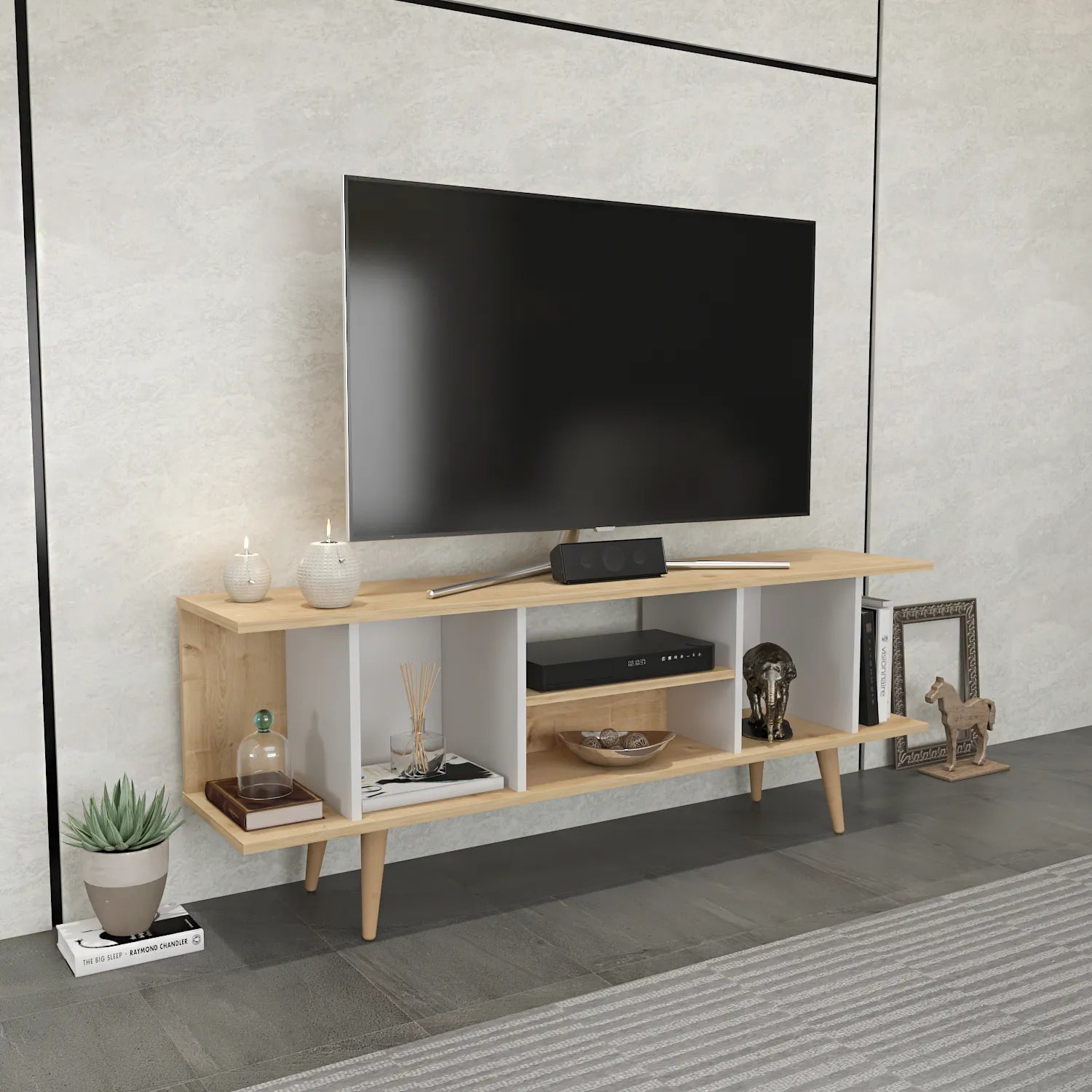 Akya 63 inch Wide TV Stand Media Console for TVs up to 72 inch