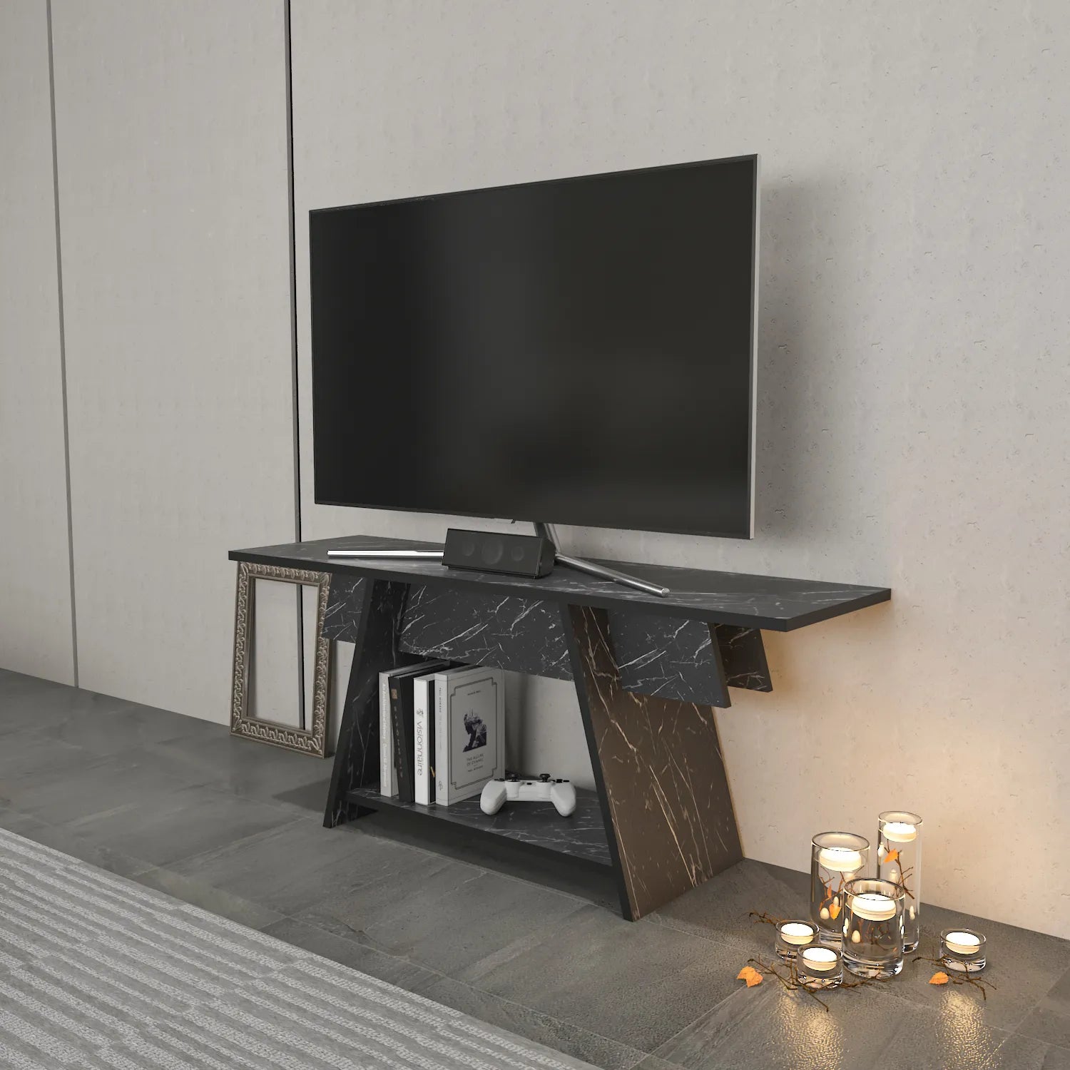 Lanca 47" Wide Minimalist TV Stand Media Console | Streamlined Design for TVs up to 55"