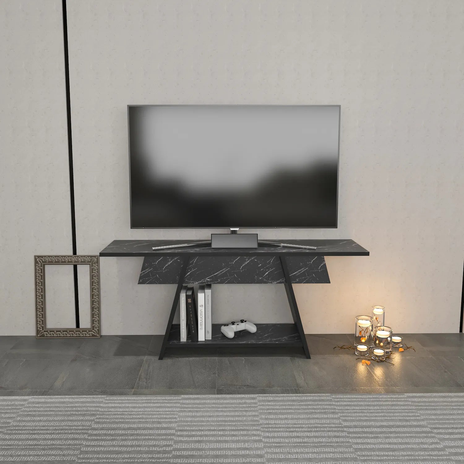 Lanca 47" Wide Minimalist TV Stand Media Console | Streamlined Design for TVs up to 55"