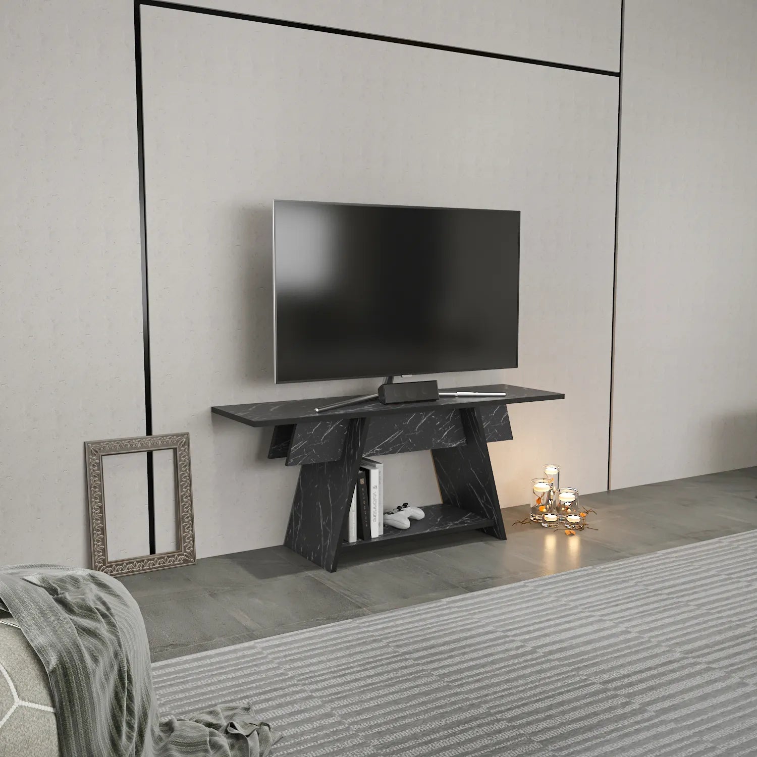 Lanca 47" Wide Minimalist TV Stand Media Console | Streamlined Design for TVs up to 55"