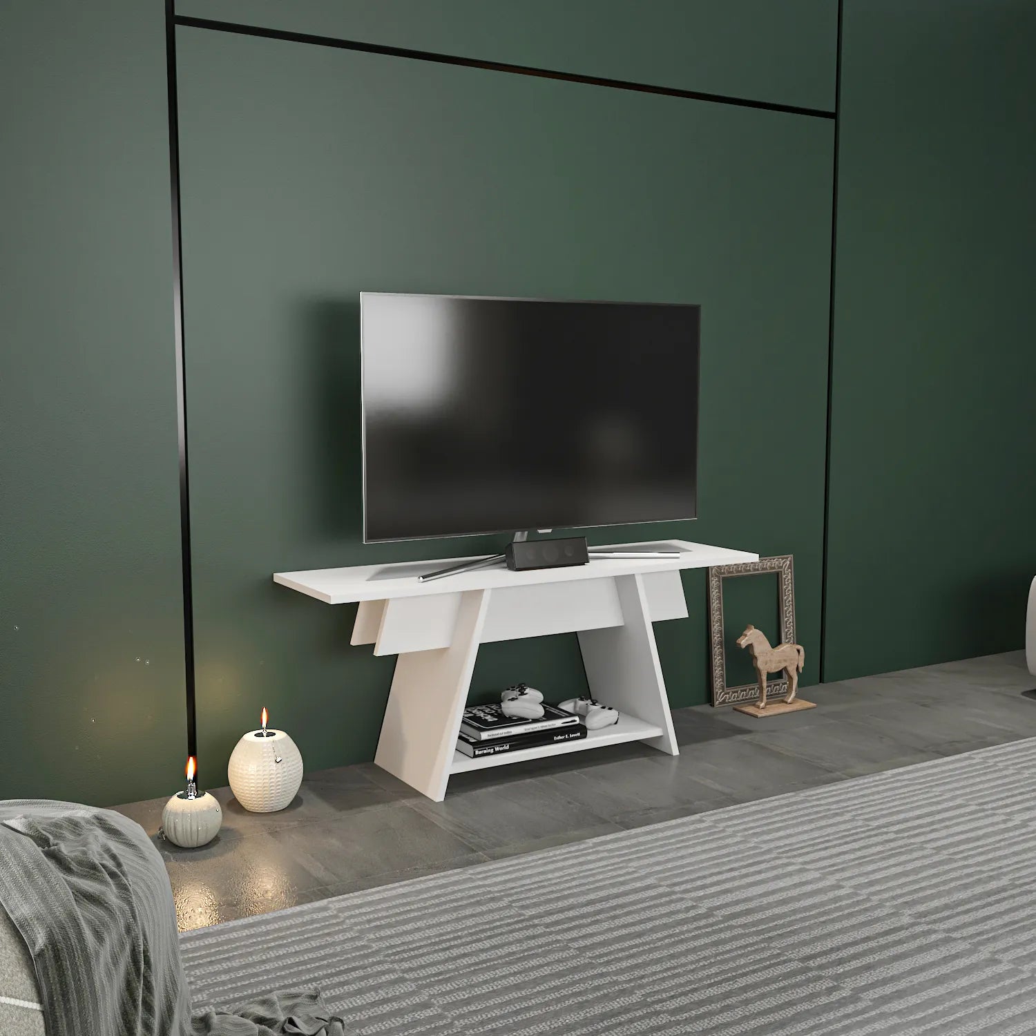 Lanca 47" Wide Minimalist TV Stand Media Console | Streamlined Design for TVs up to 55"