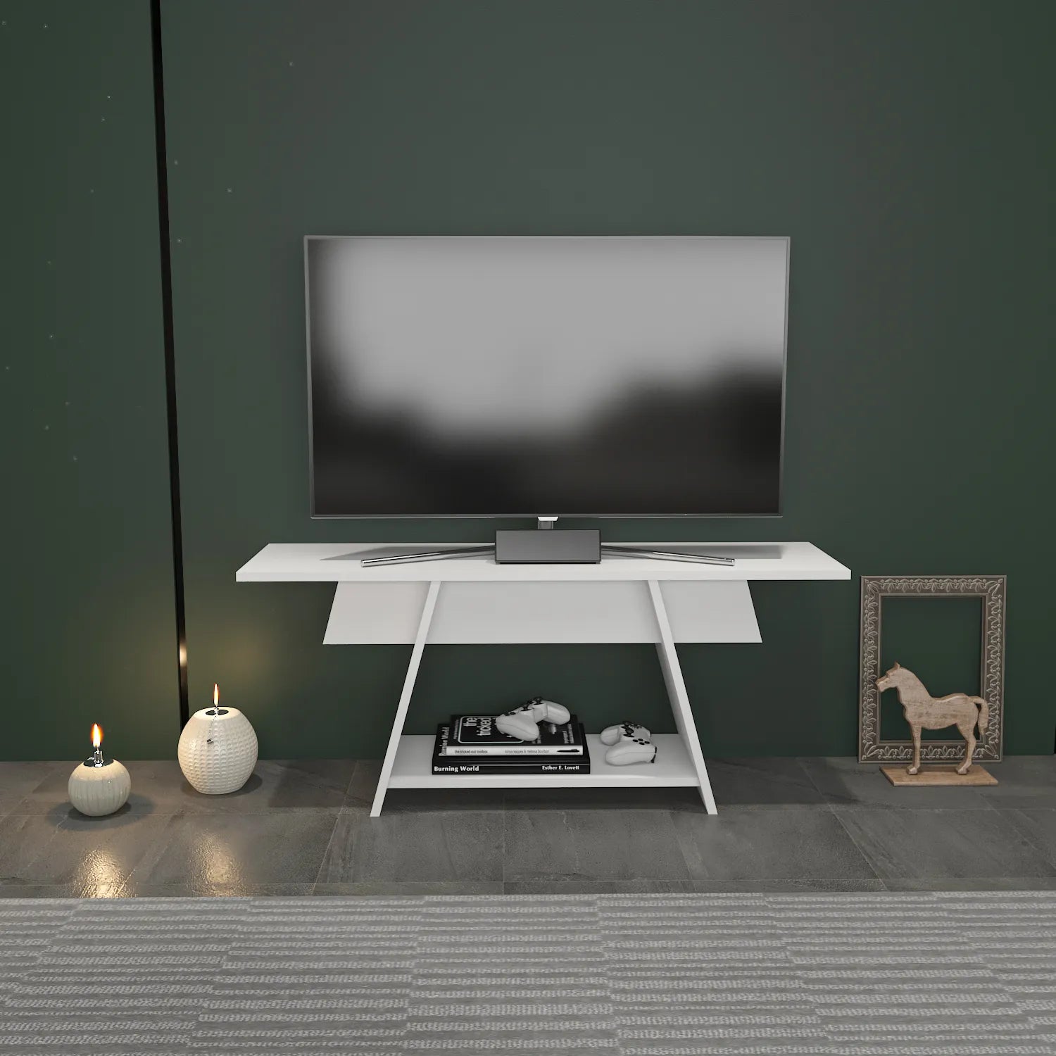 Lanca 47" Wide Minimalist TV Stand Media Console | Streamlined Design for TVs up to 55"