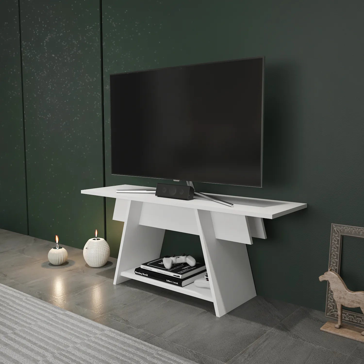 Lanca 47" Wide Minimalist TV Stand Media Console | Streamlined Design for TVs up to 55"