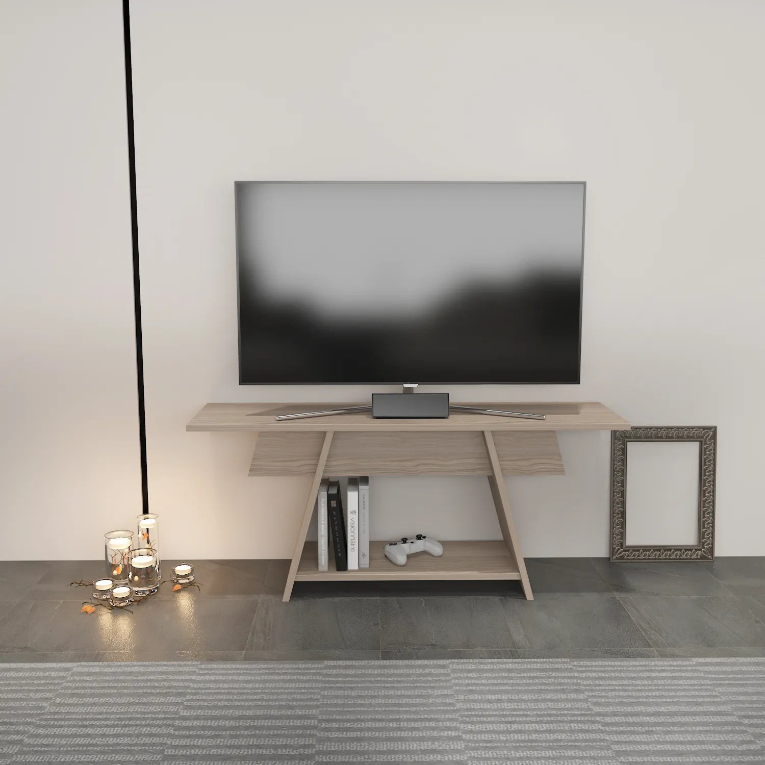 Lanca 47" Wide Minimalist TV Stand Media Console | Streamlined Design for TVs up to 55"