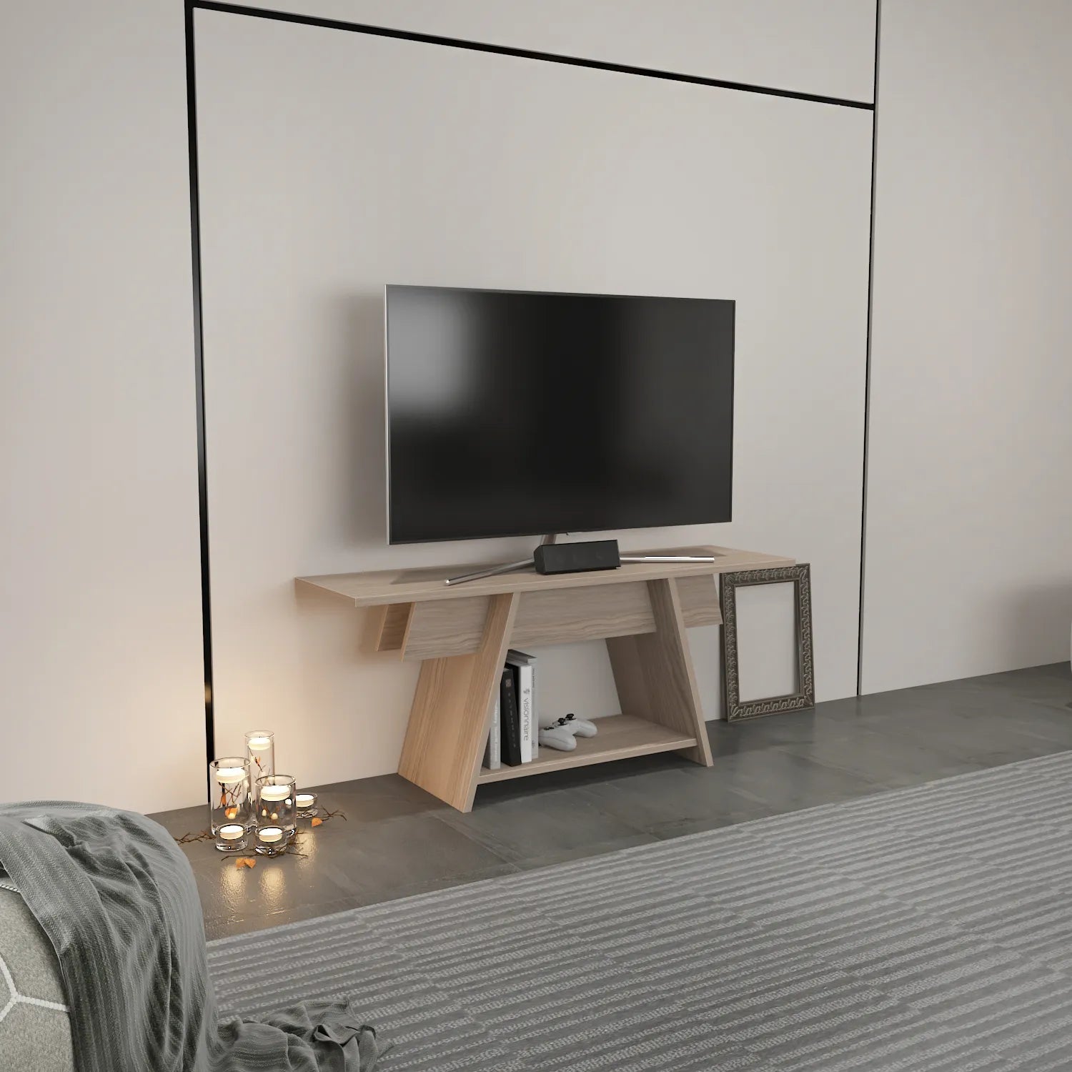 Lanca 47" Wide Minimalist TV Stand Media Console | Streamlined Design for TVs up to 55"