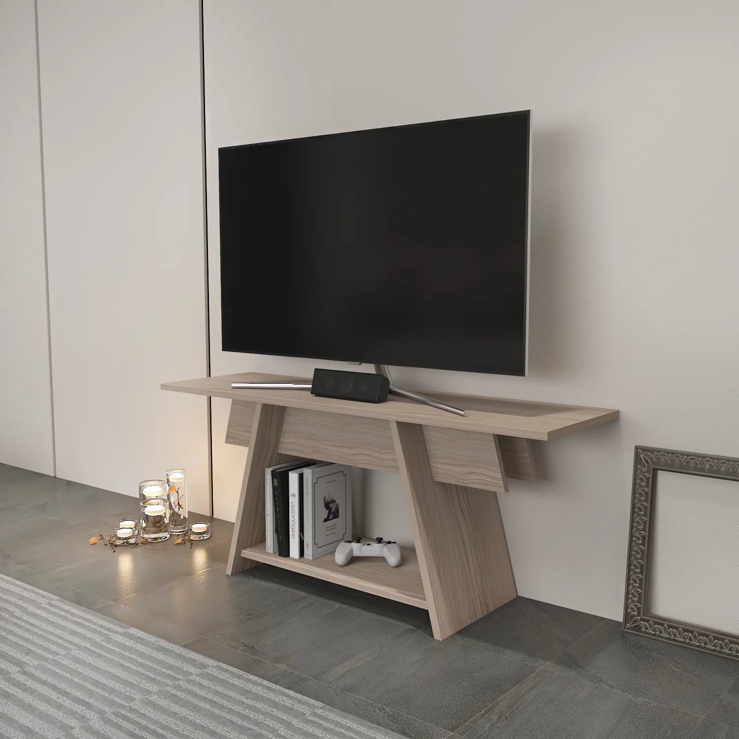 Lanca 47" Wide Minimalist TV Stand Media Console | Streamlined Design for TVs up to 55"