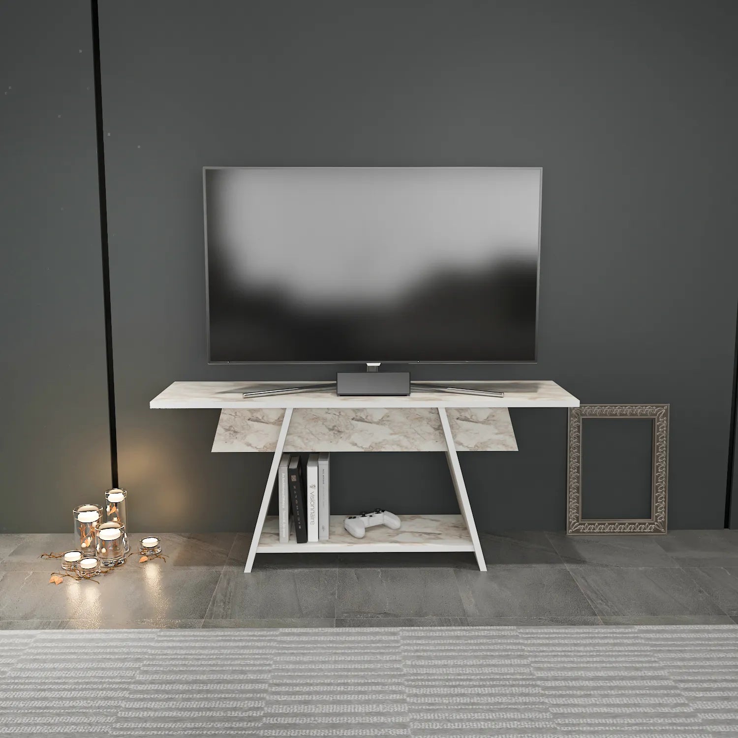 Lanca 47" Wide Minimalist TV Stand Media Console | Streamlined Design for TVs up to 55"